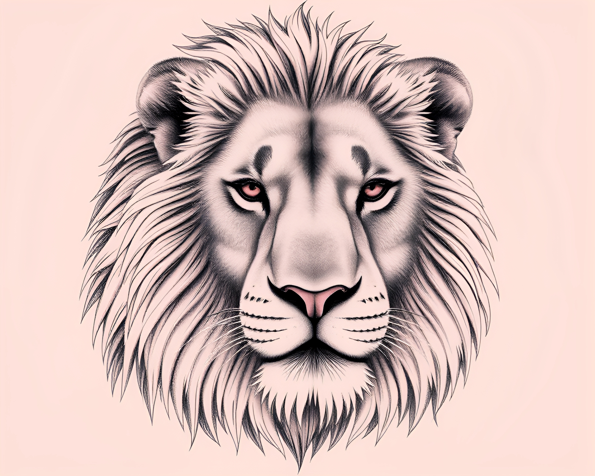 Algorithmic Lion Engraved in Blush Pink Harmony – free AI stock image
