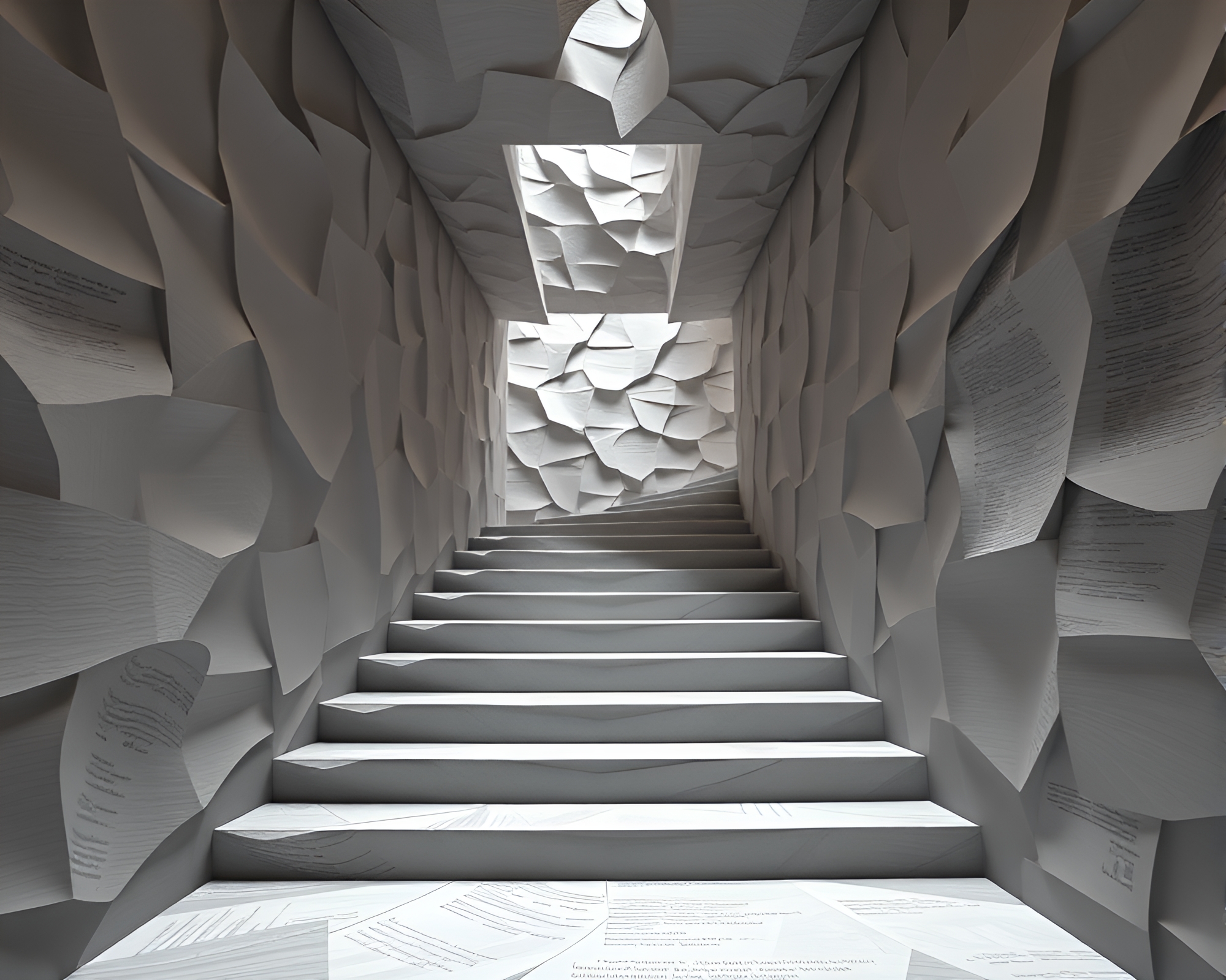 Escher Staircase in Stereoscopic 3D Paper Texture – free AI stock image