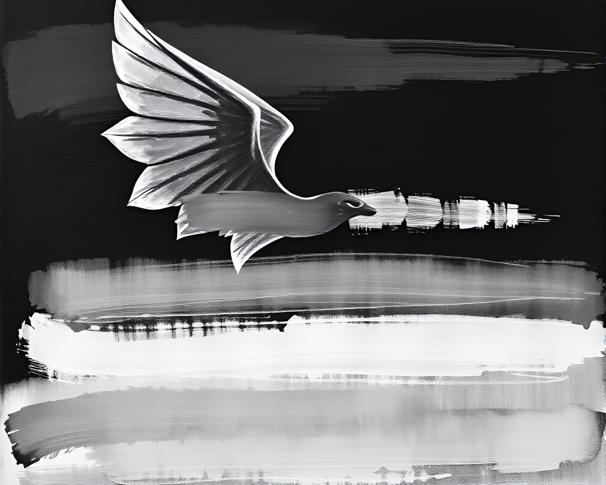 Ivory Nymph in Noir Charcoal Strokes – free AI stock image