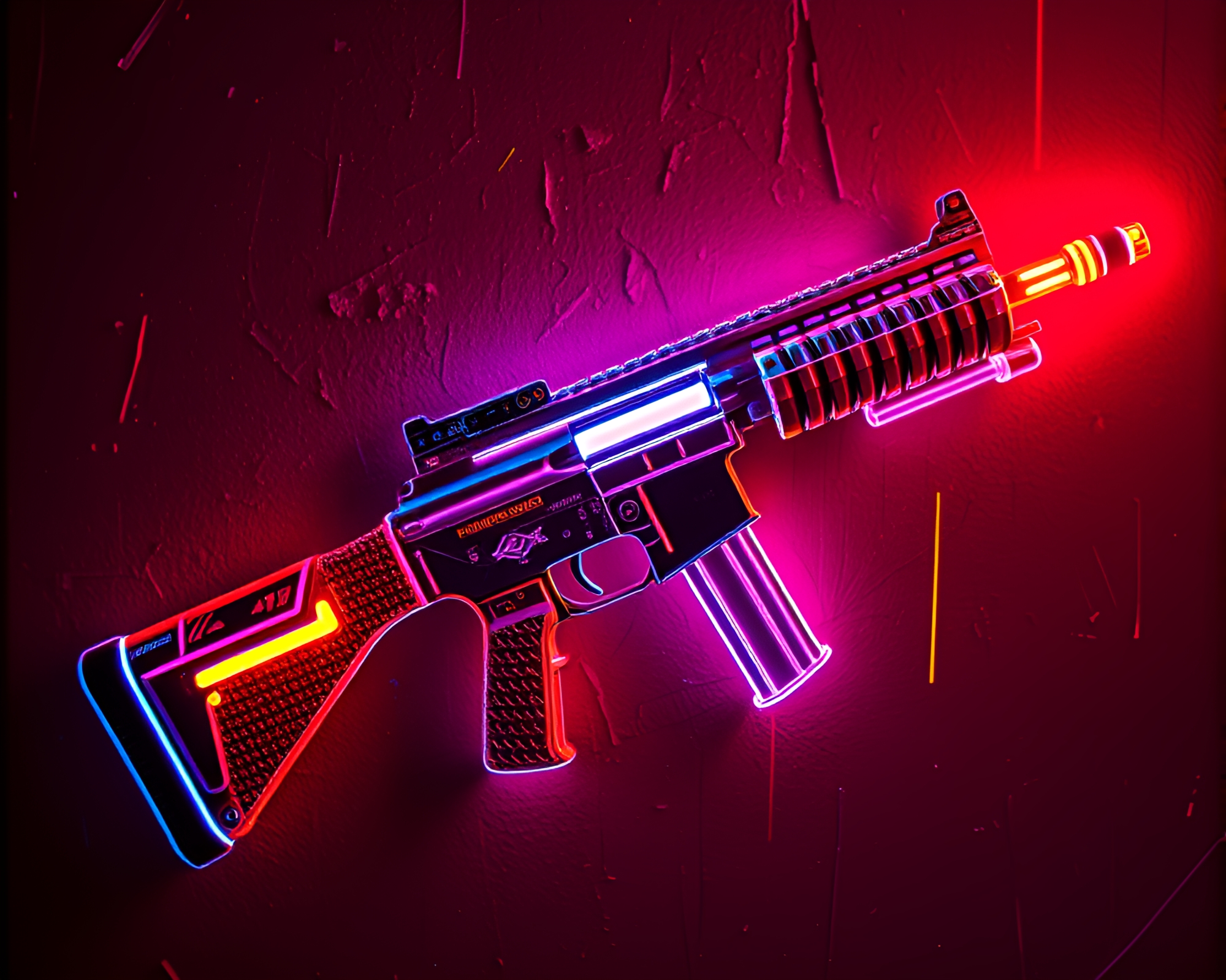 Neon Graffiti Plasma Rifle Stereograph Composition – free AI stock image