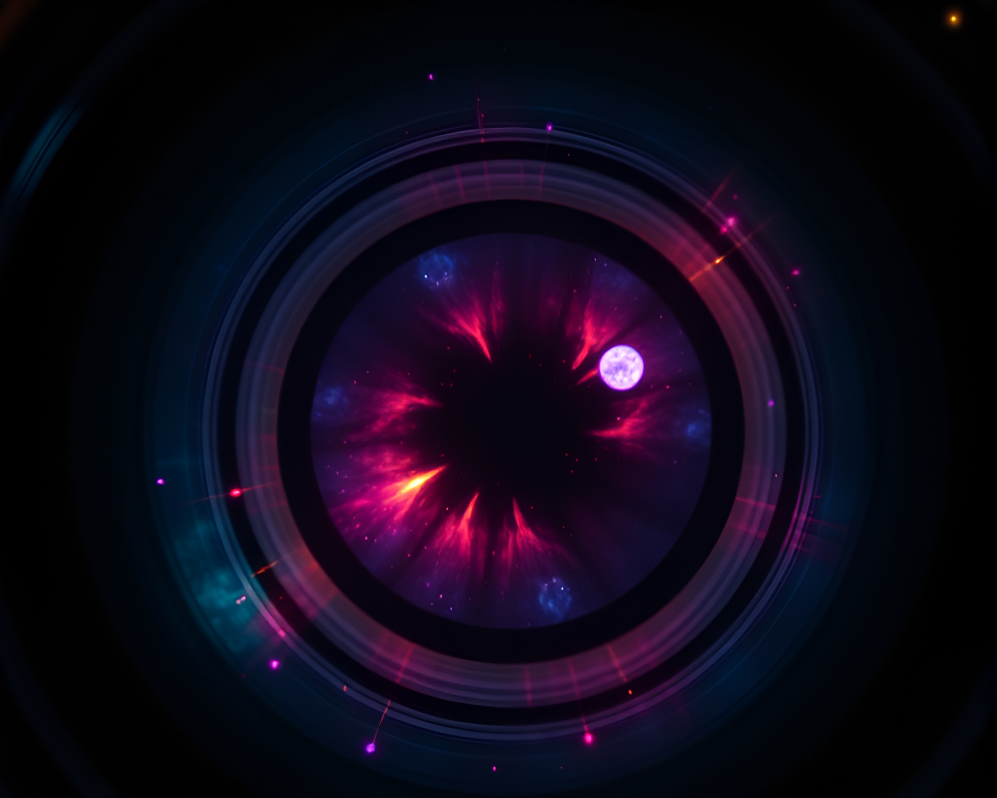 Cosmic Contact Lens in Retro VHS Style – free AI stock image
