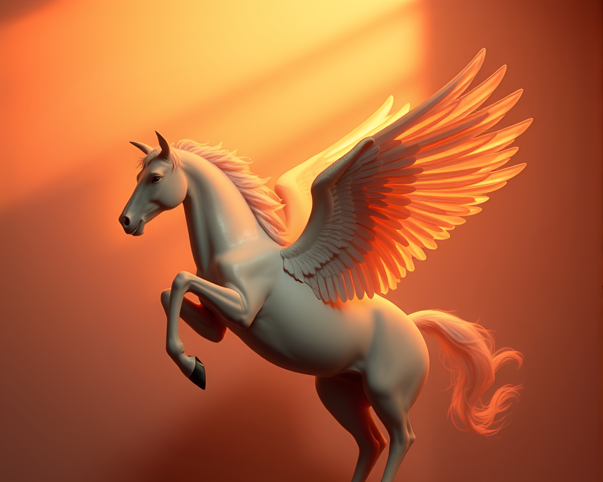 Ethereal Pegasus in Peachy Twilight – free AI stock image