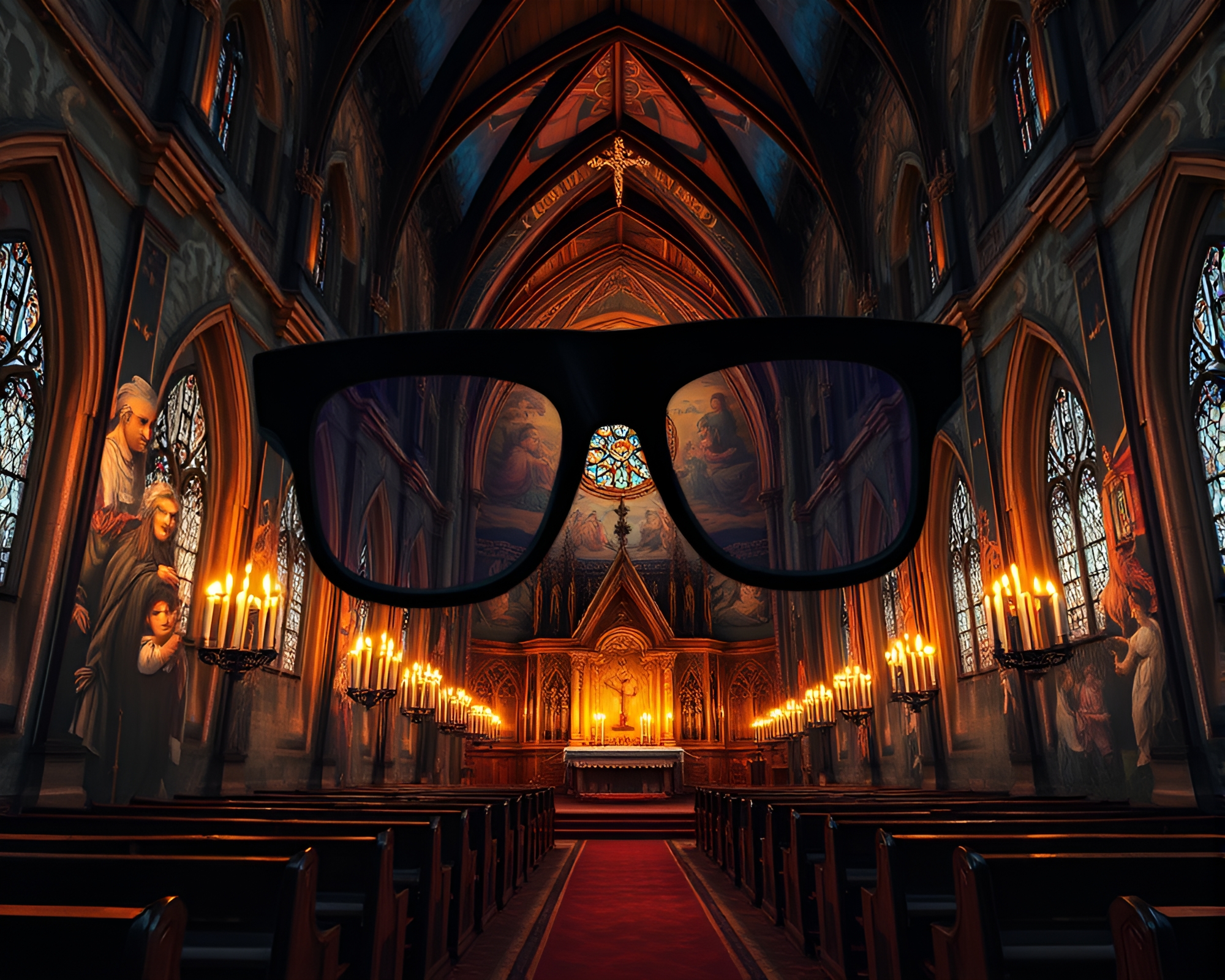 Surreal Augmented Reality Church Mural – free AI stock image