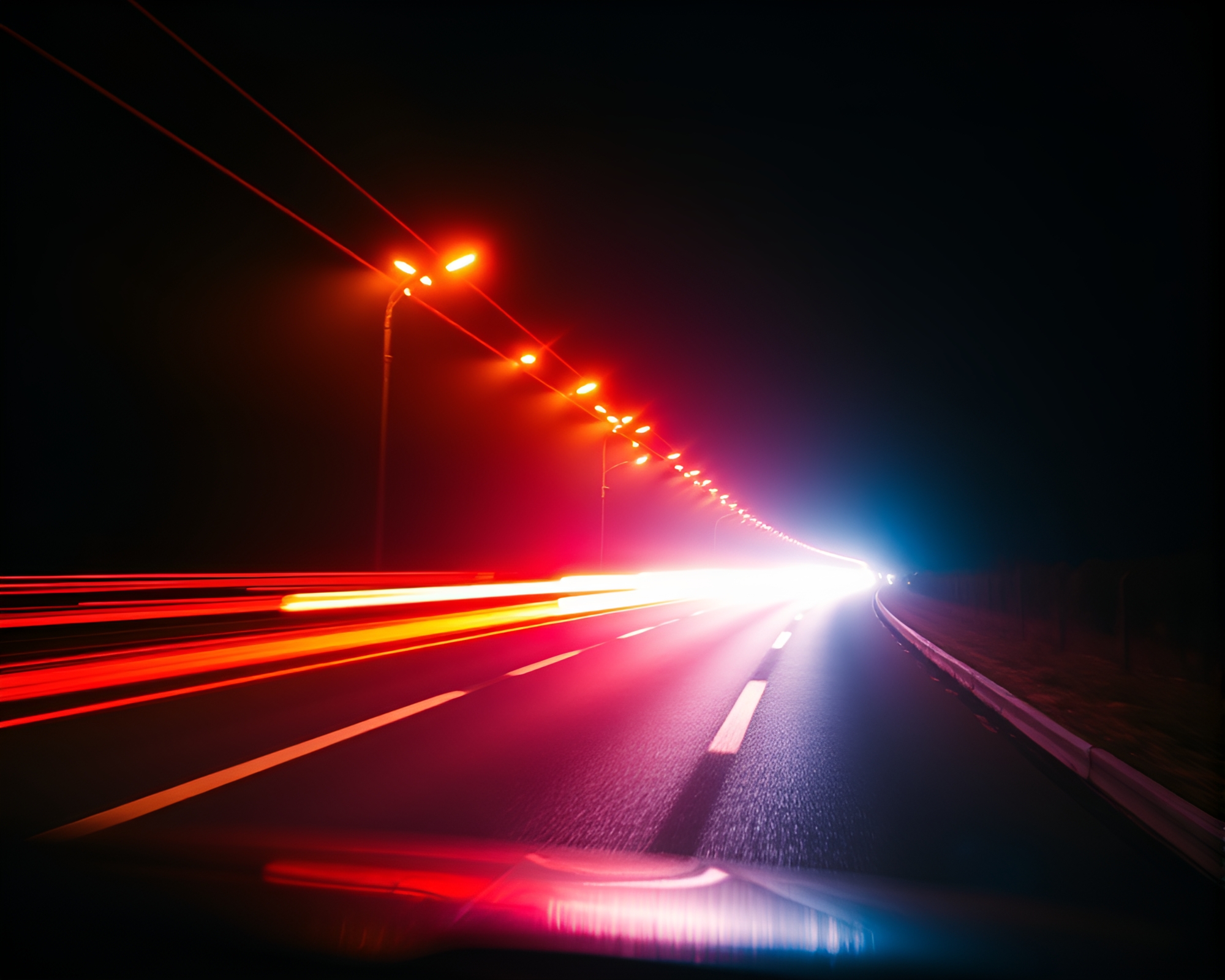 Golem Emerging from Tri-Tone Car Light Trails – free AI stock image