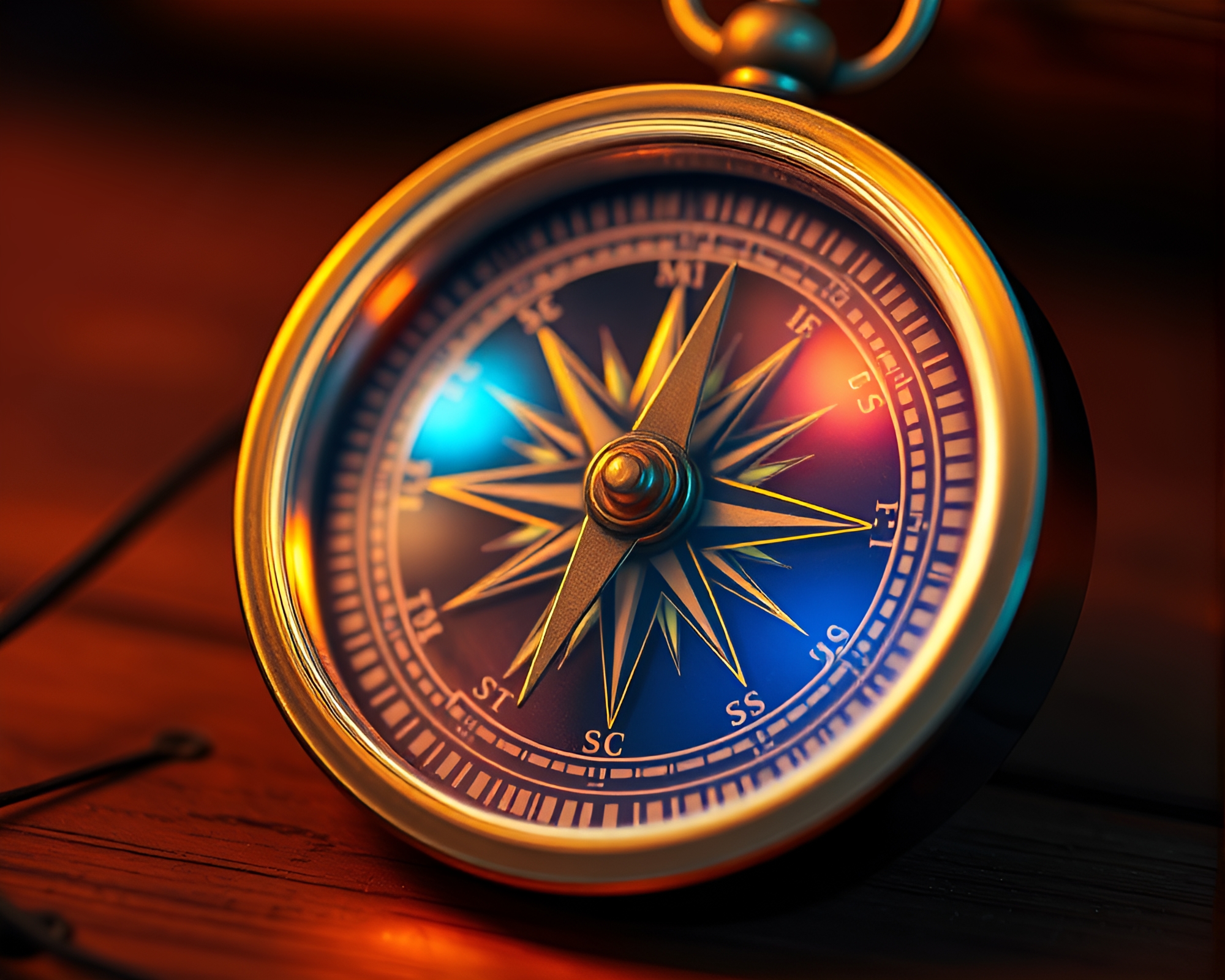 Antique Compass in Neon Cartoon Glow – free AI stock image