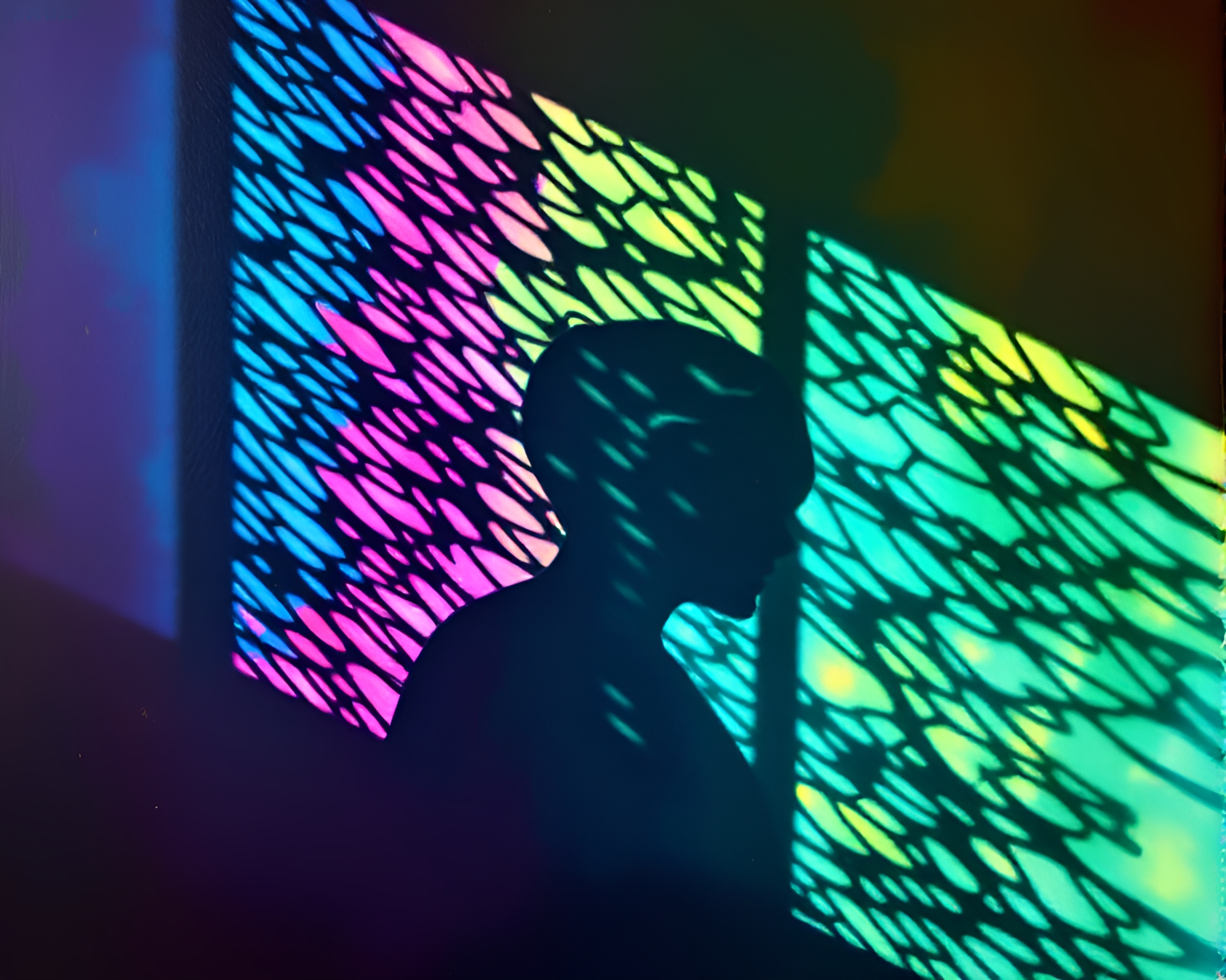 Ethereal Shadow Silhouette in Encaustic Jewel Tones – free AI stock image