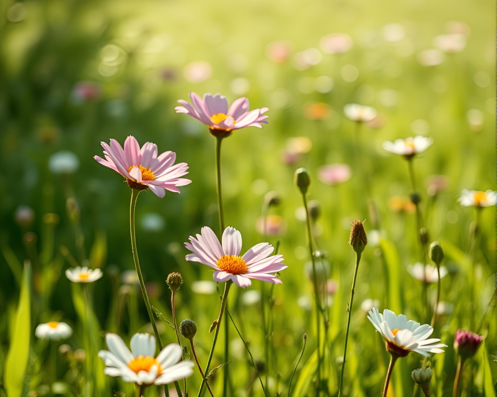 Softly shaded image of a meadow through glass