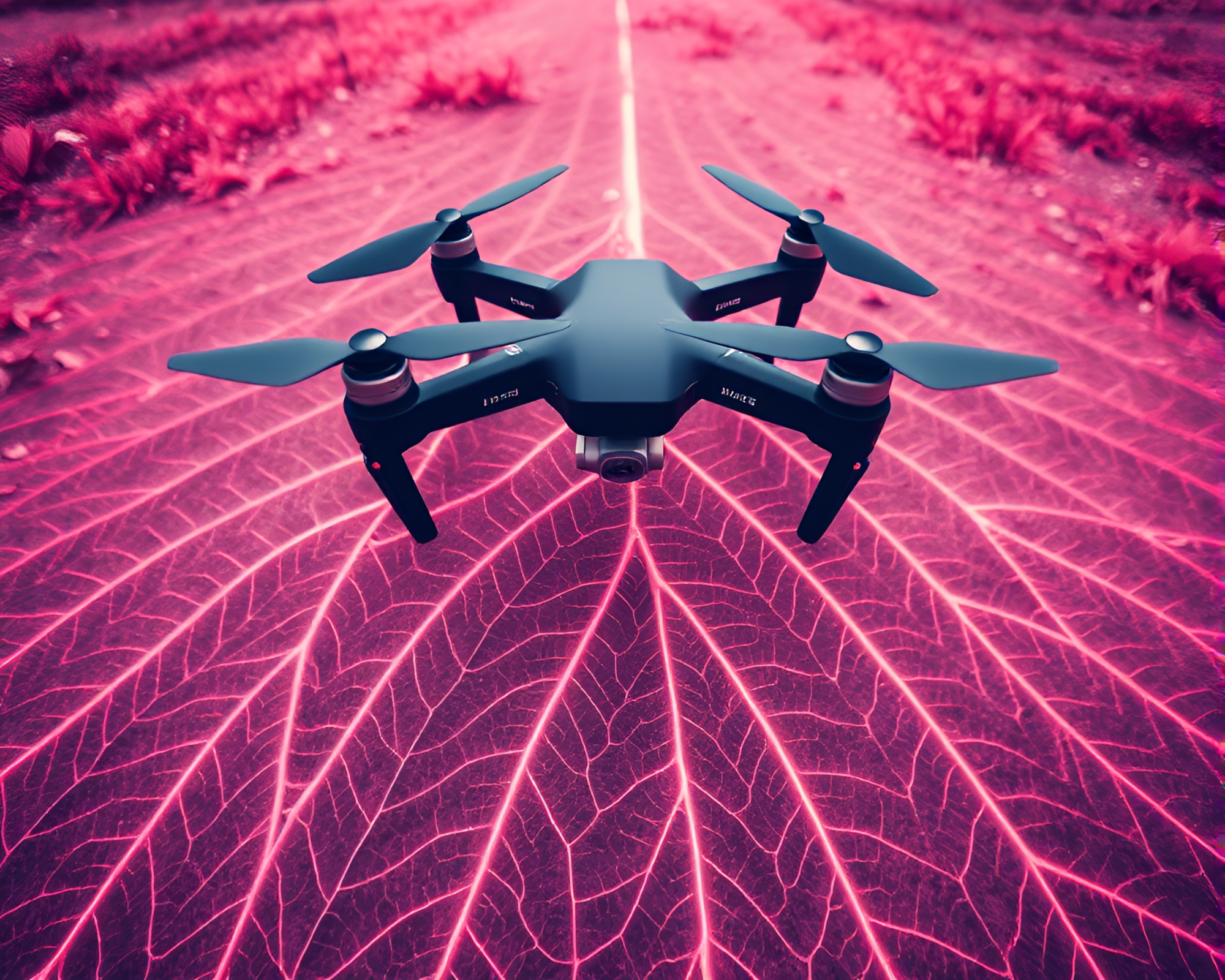 Infrared Drone Captures Intricate Leaf Vein Patterns – free AI stock image