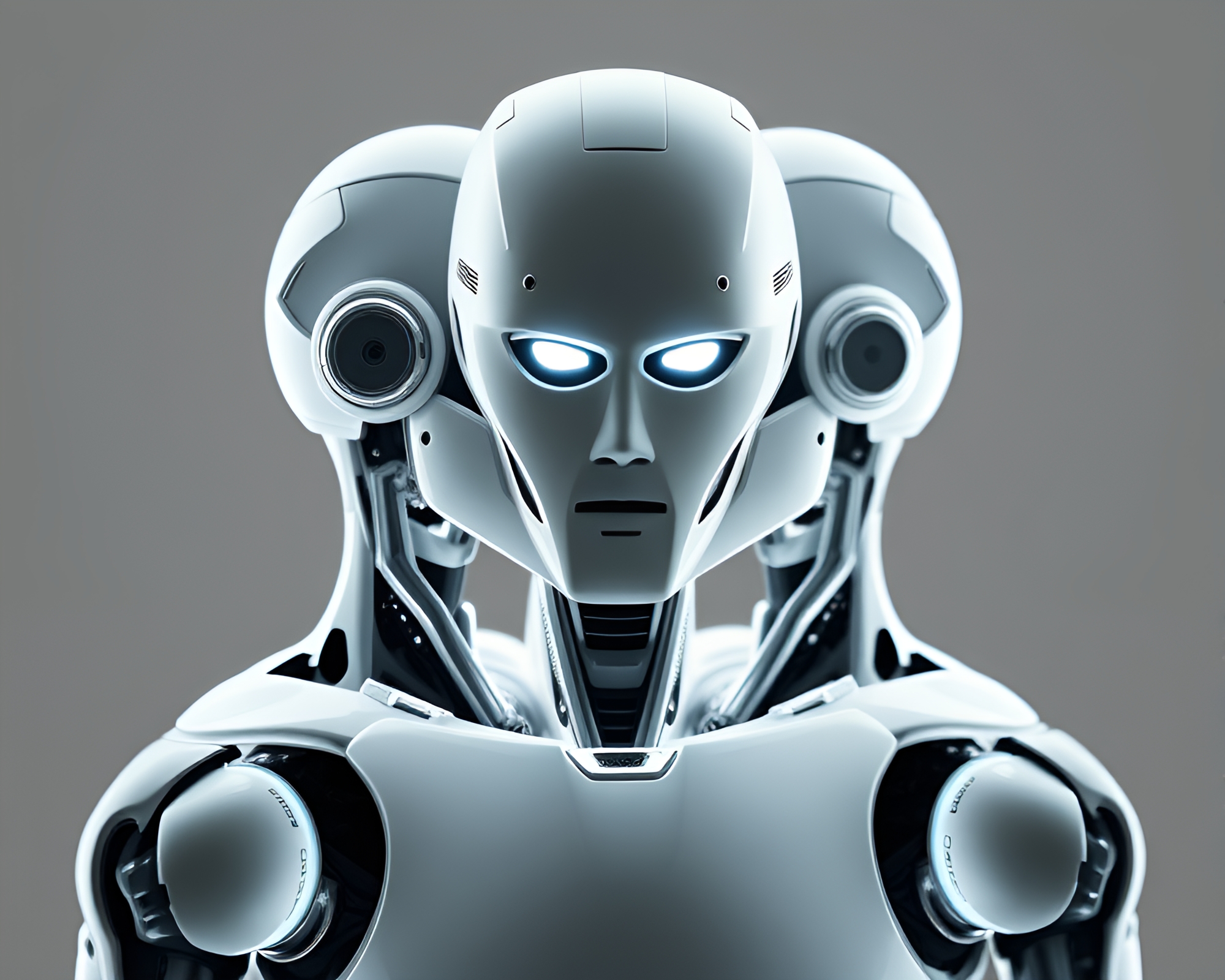 Robot Symmetry in Ivory White Silhouette – free AI stock image