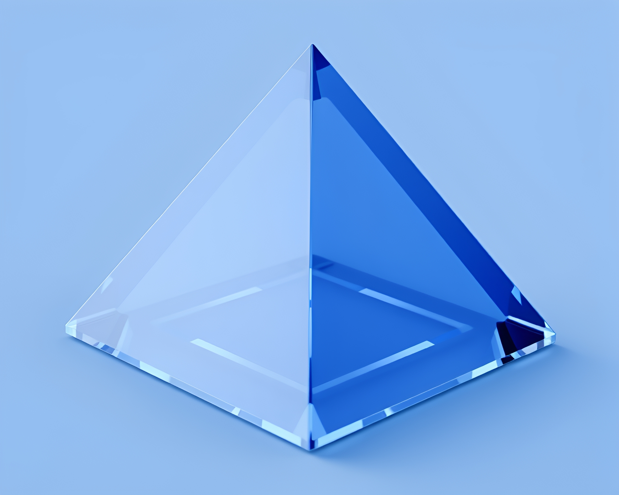 Crystal Clear Glass Pyramid Close-Up Rendering – free AI stock image