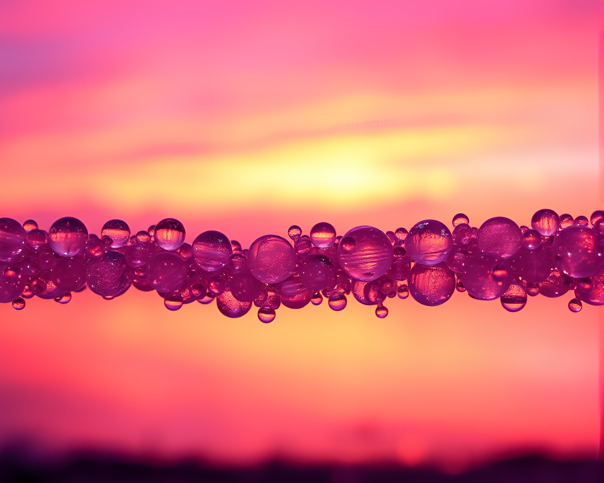 Vaporwave Sunset Mirage Through Wet Glass Beads – free AI stock image