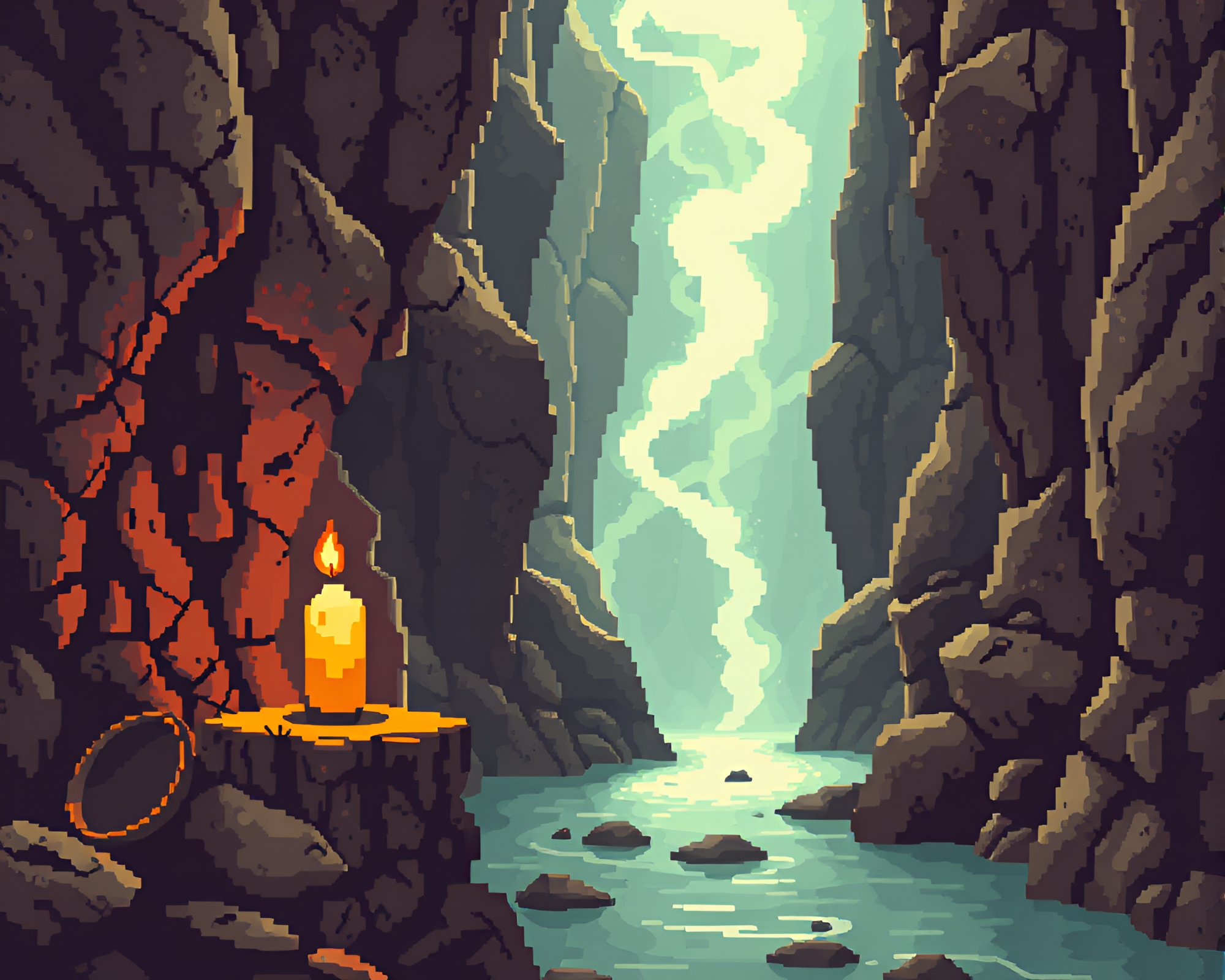Mystical Candle Smoke Wormhole Generator Canyon Scene – free AI stock image