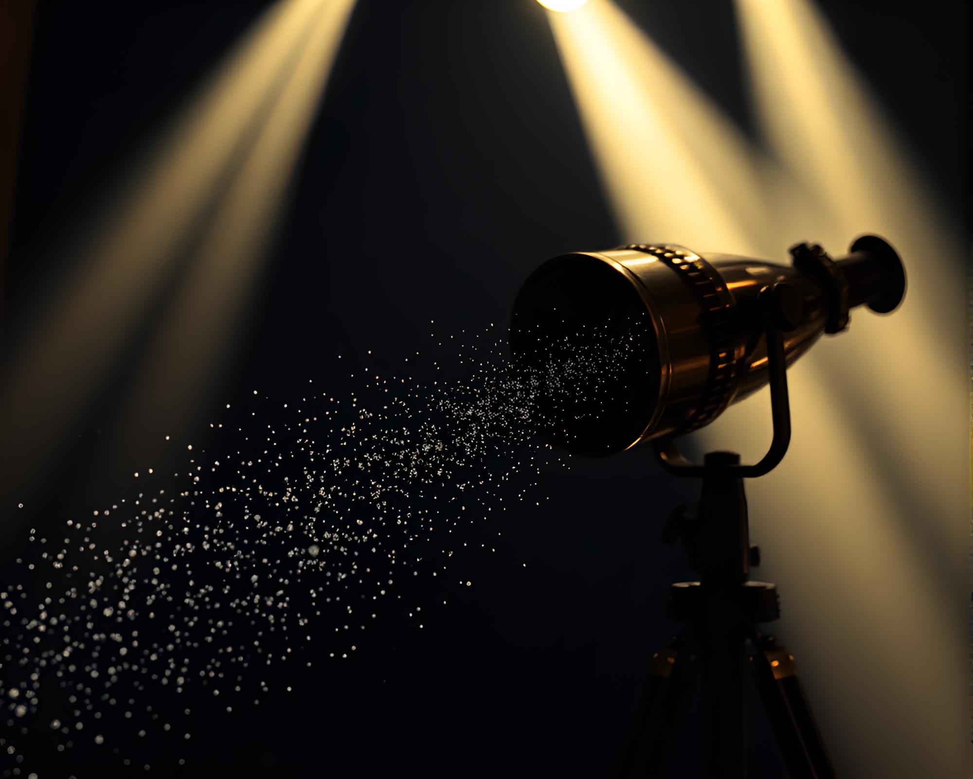 Vintage Telescope Surrounded by Floating Particles in Op Art Style – free AI stock image