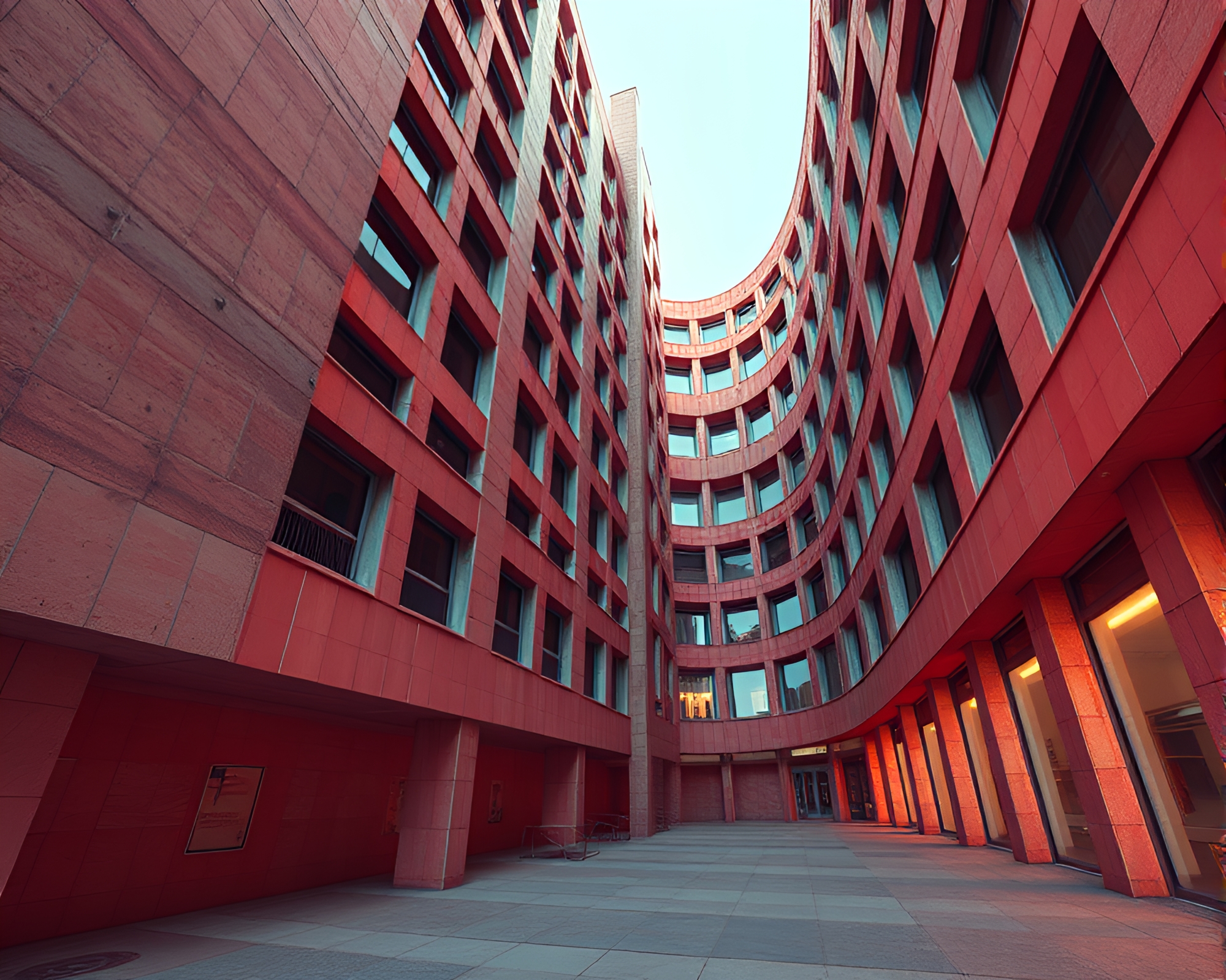 Brutalist Building in Retro CGI Rendering – free AI stock image