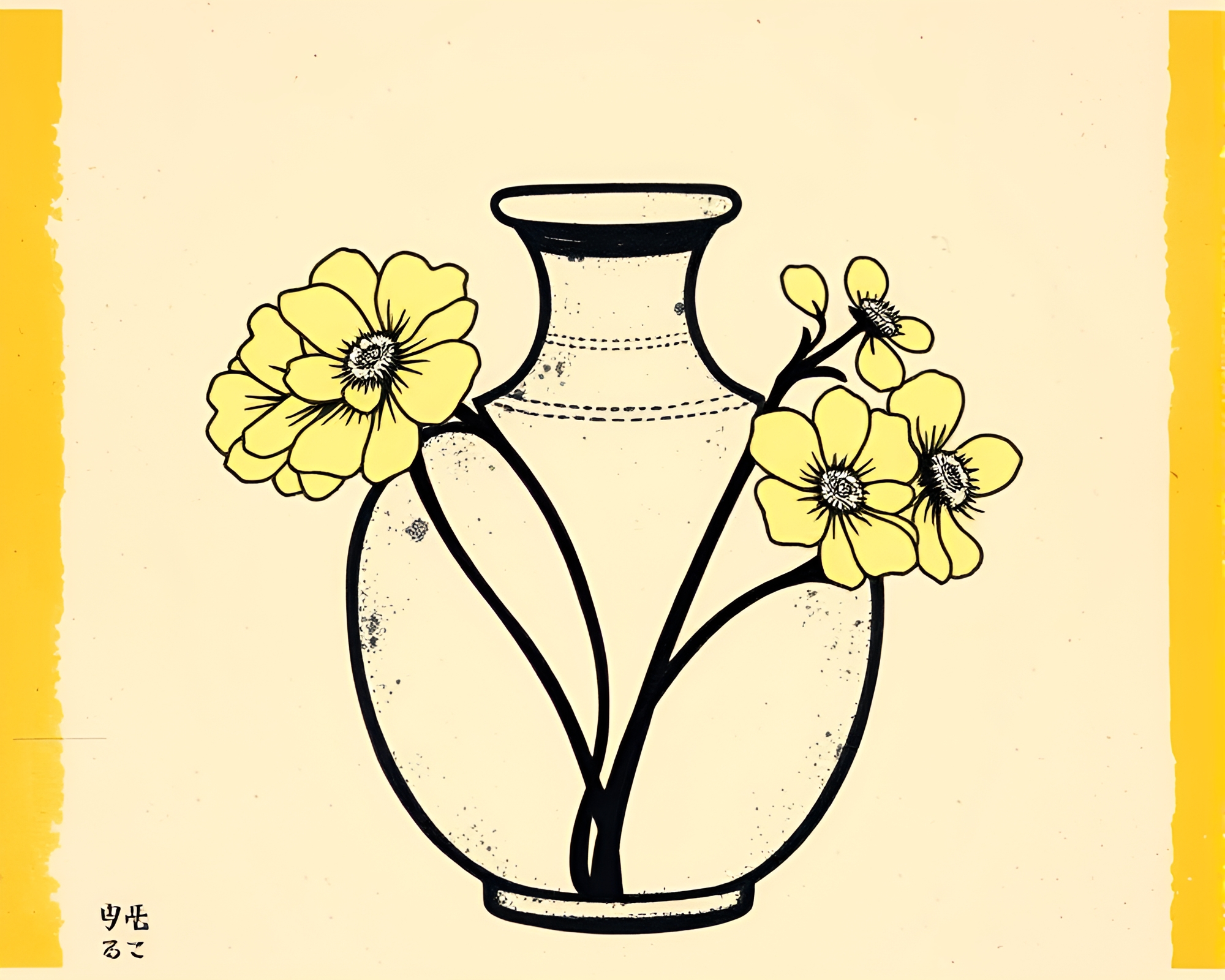 Elegant Vase in Monochrome Yellow Macro Print – free AI stock image