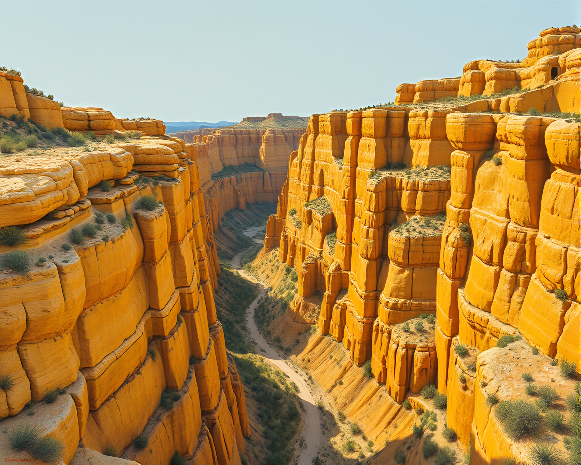 Mustard Canyon Embroidered Sunset – free AI stock image