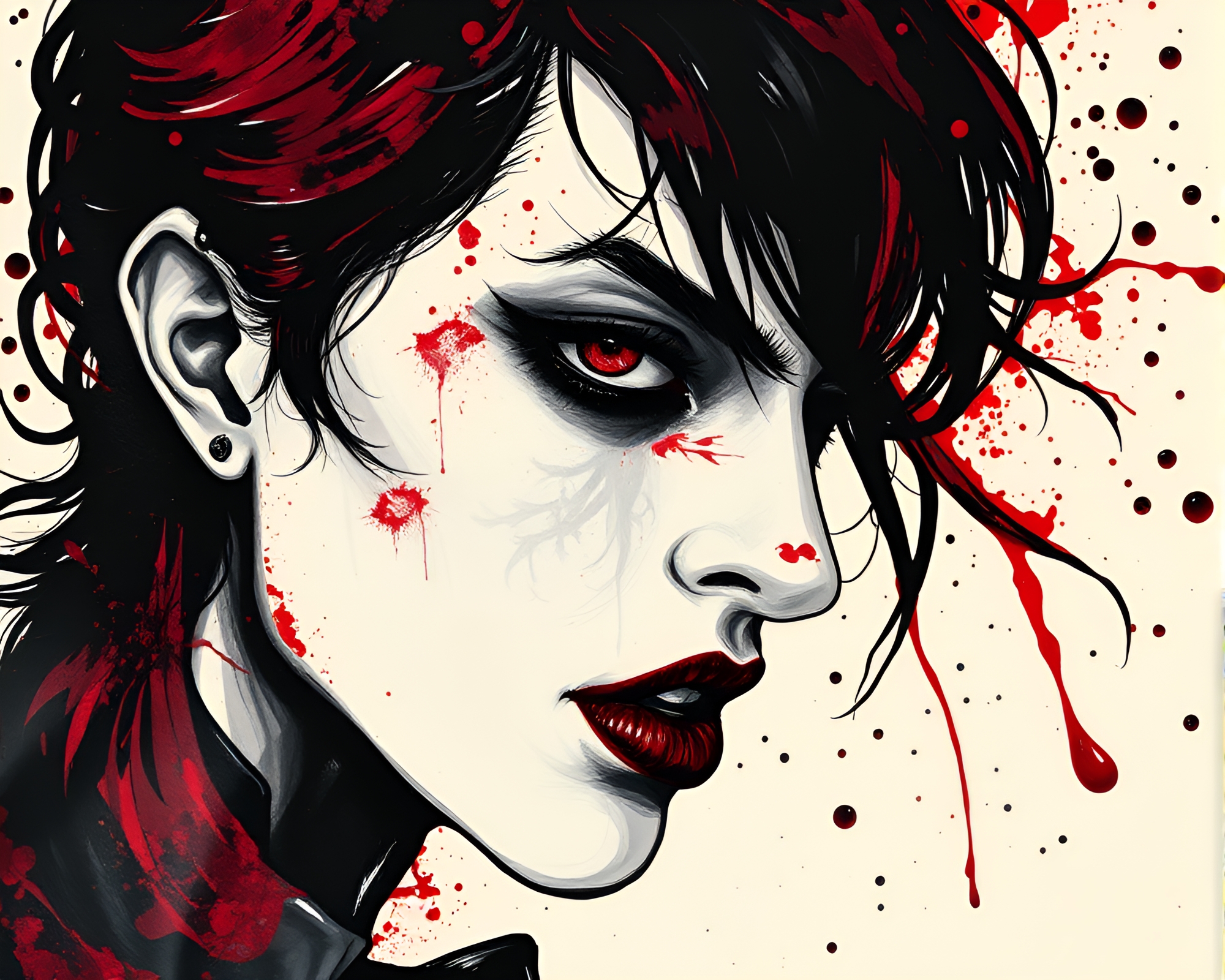 Gothic Vampire Ink Splashes Tenebrism – free AI stock image