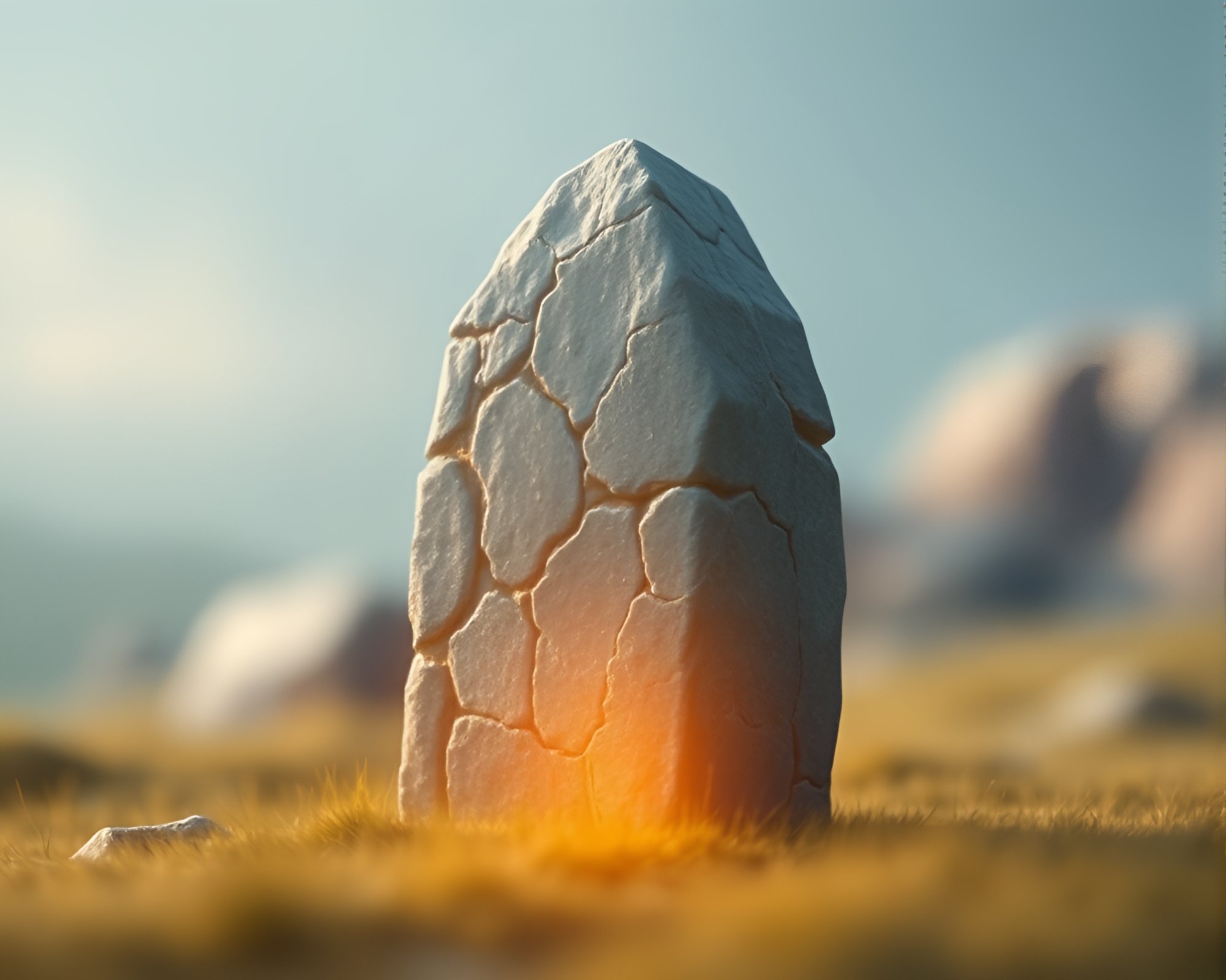 Mystical Glowing Rune Stone in Soft Focus Composition – free AI stock image