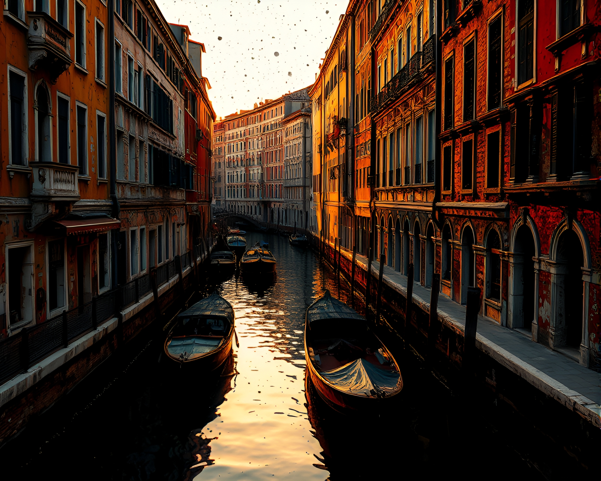 Rustic Venetian Canal at Golden Hour – free AI stock image