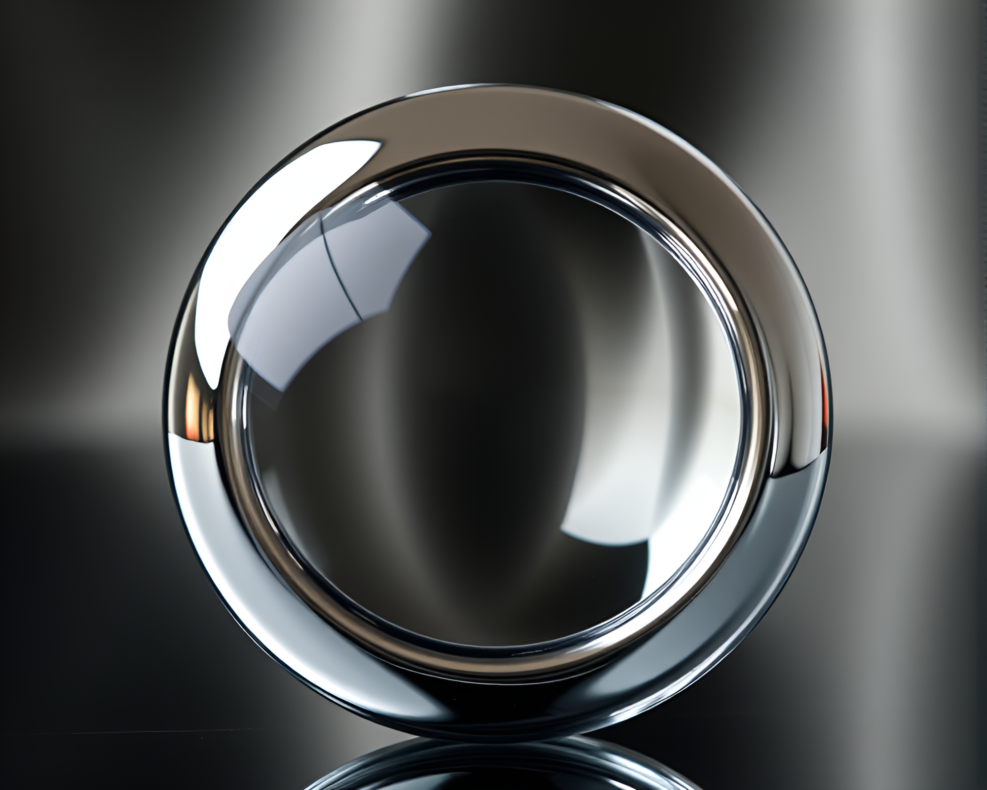 Prism Refraction: Ring of Chrome Reflection in 3D – free AI stock image