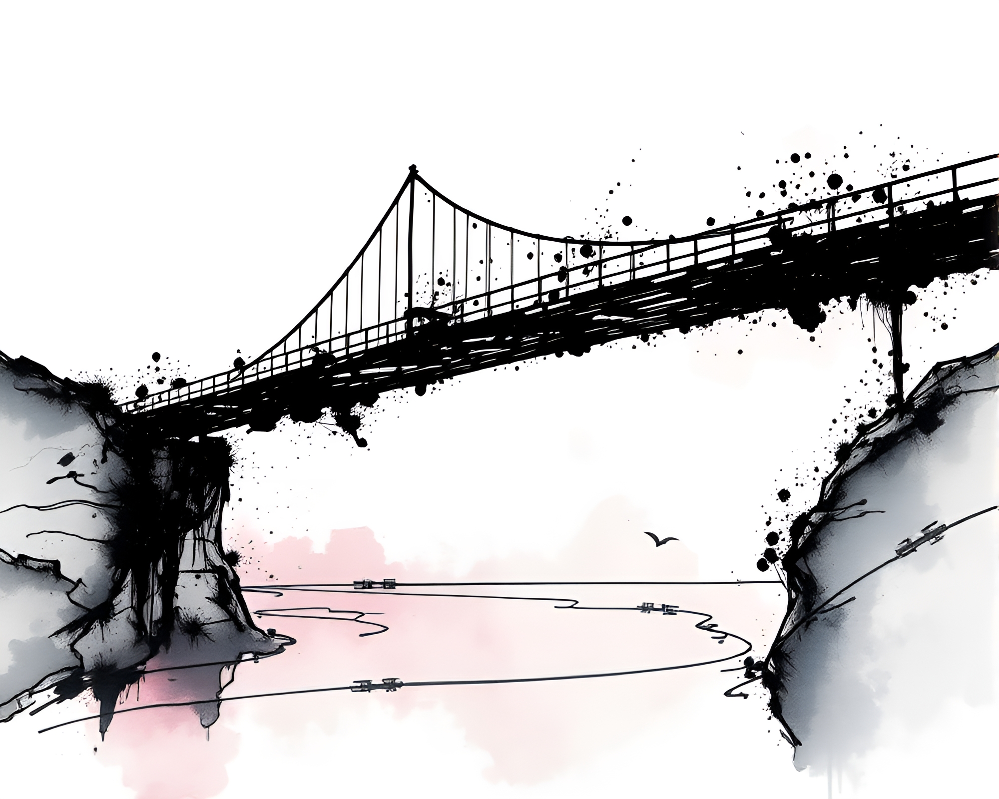 Ink Splash Glass Bridge in Earth Tones – free AI stock image
