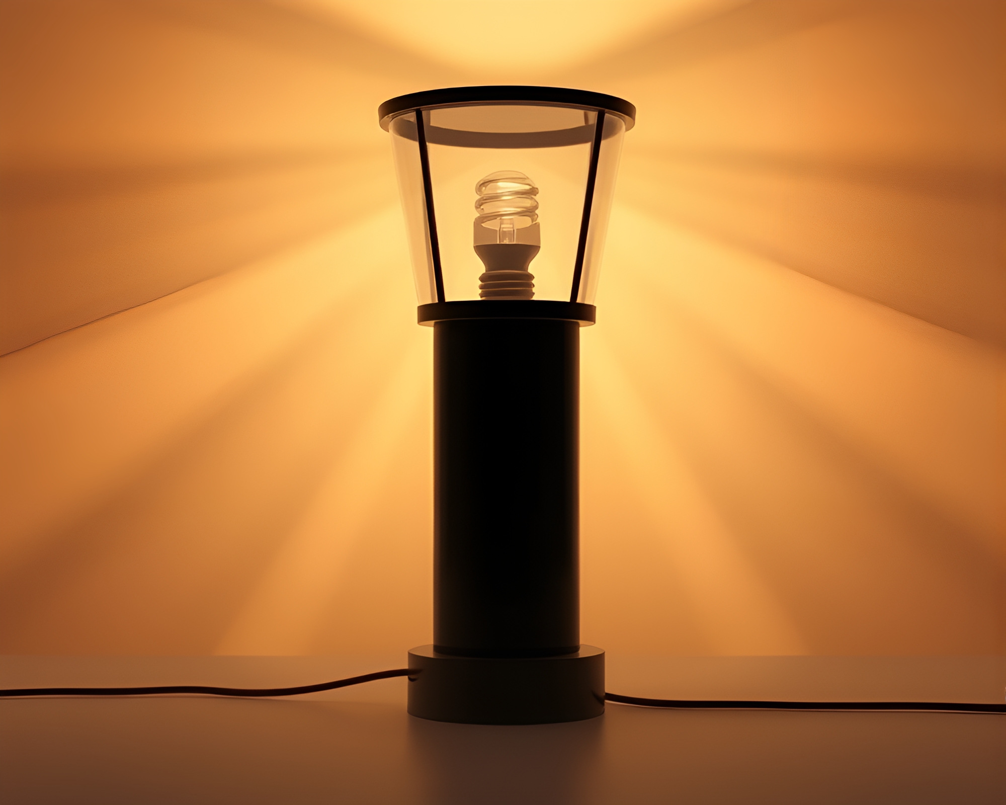 Surreal Lamp-lit Path in Earth Tone Landscape – free AI stock image