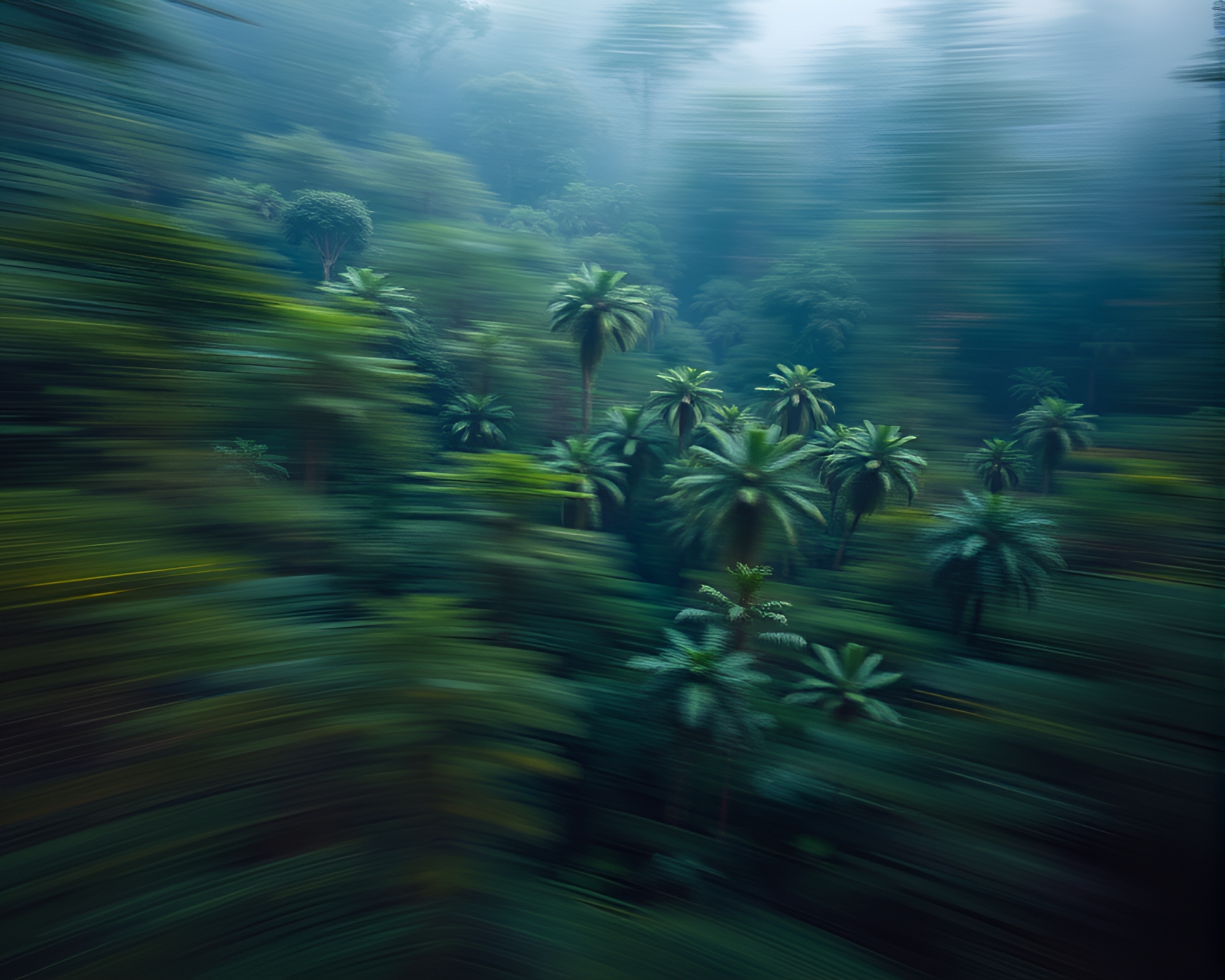 Crown of Verdant Majesty in Pan Motion Blur – free AI stock image