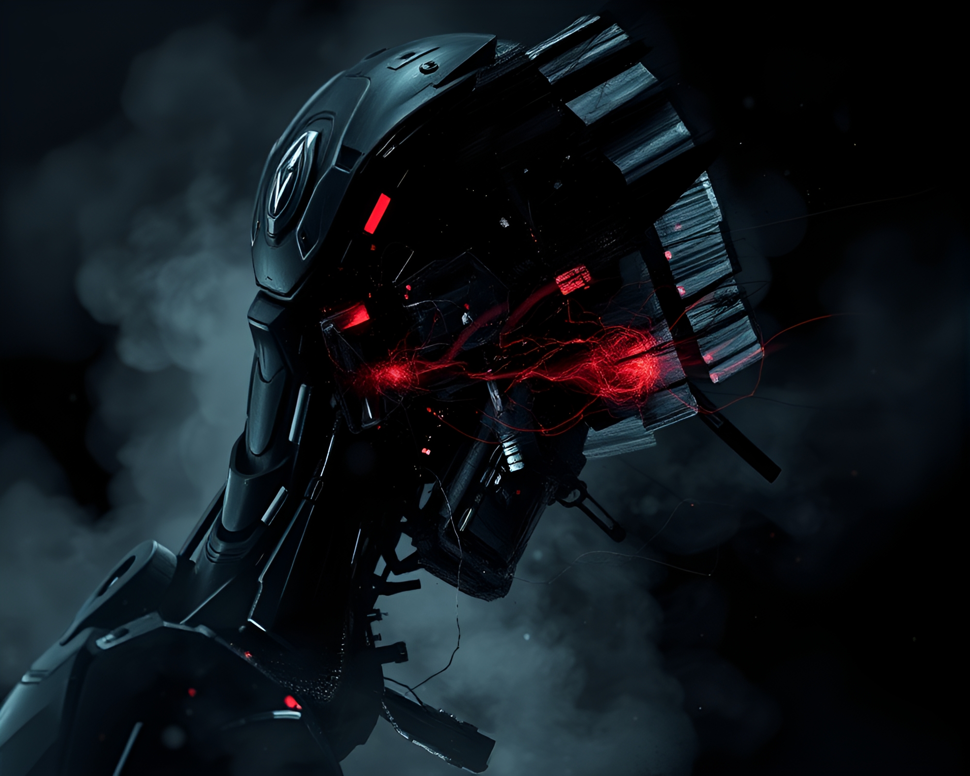 Cyborg Blossom: Charcoal Strokes and Digital Bloom – free AI stock image
