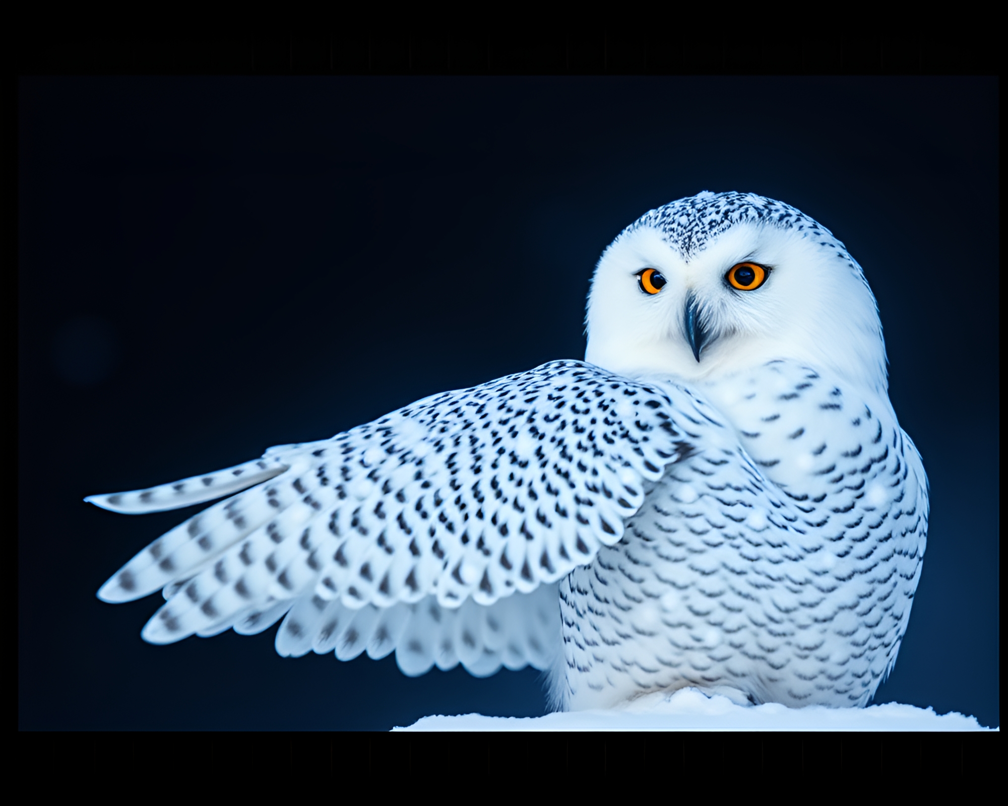 Majestic Snowy Owl in Fiber Optic Snowstorm – free AI stock image