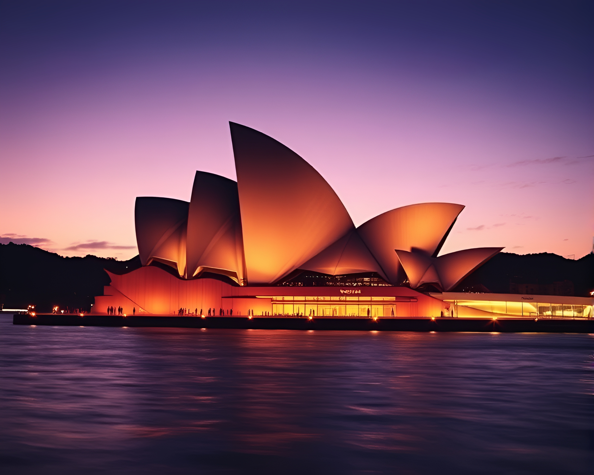 Mesmerizing Island Opera House with Film Burn Aesthetic – free AI stock image