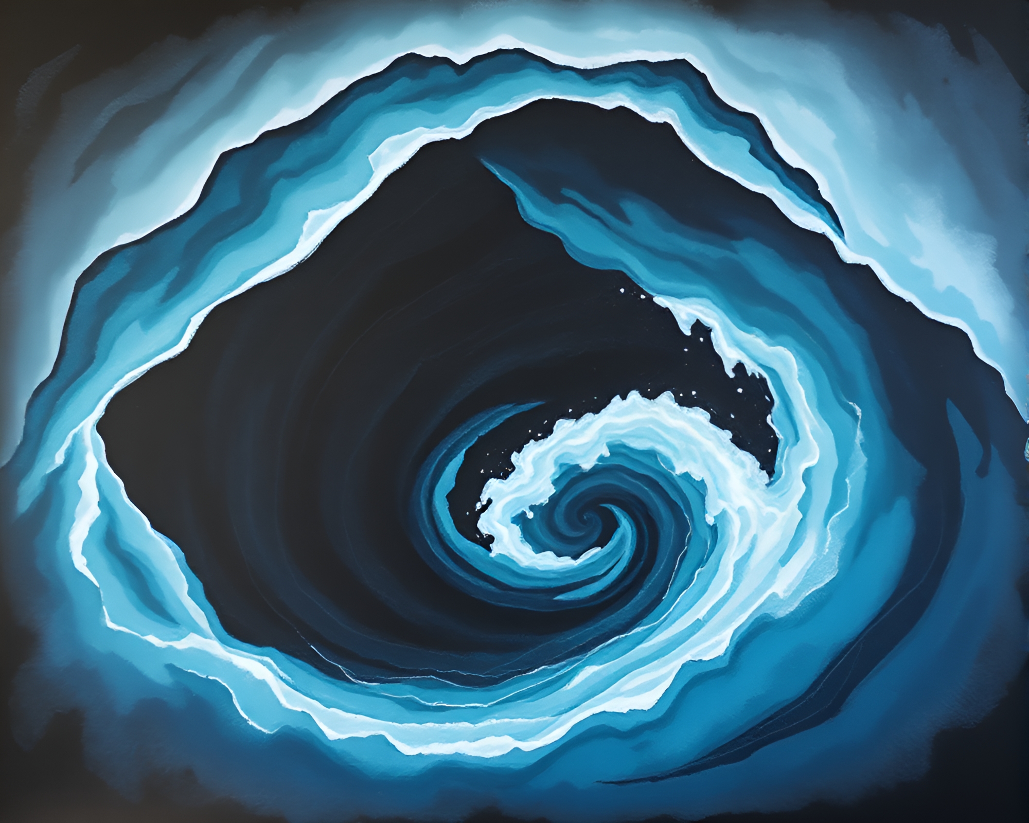 Enchanting Glacial Cave with Watercolor Whirlpool – free AI stock image