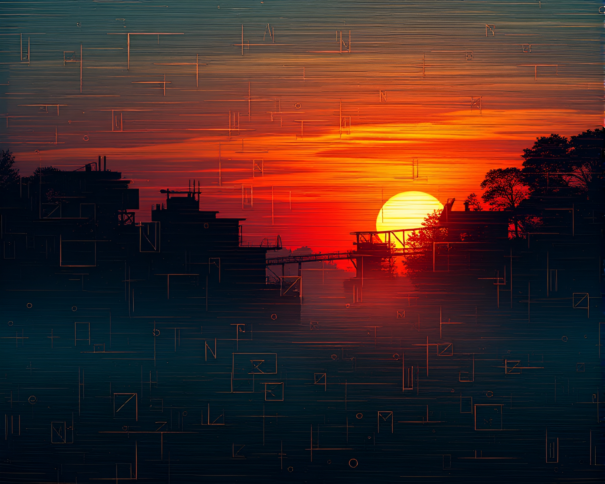 Armadillo Encounter at Dawn in Glitch Art Style – free AI stock image