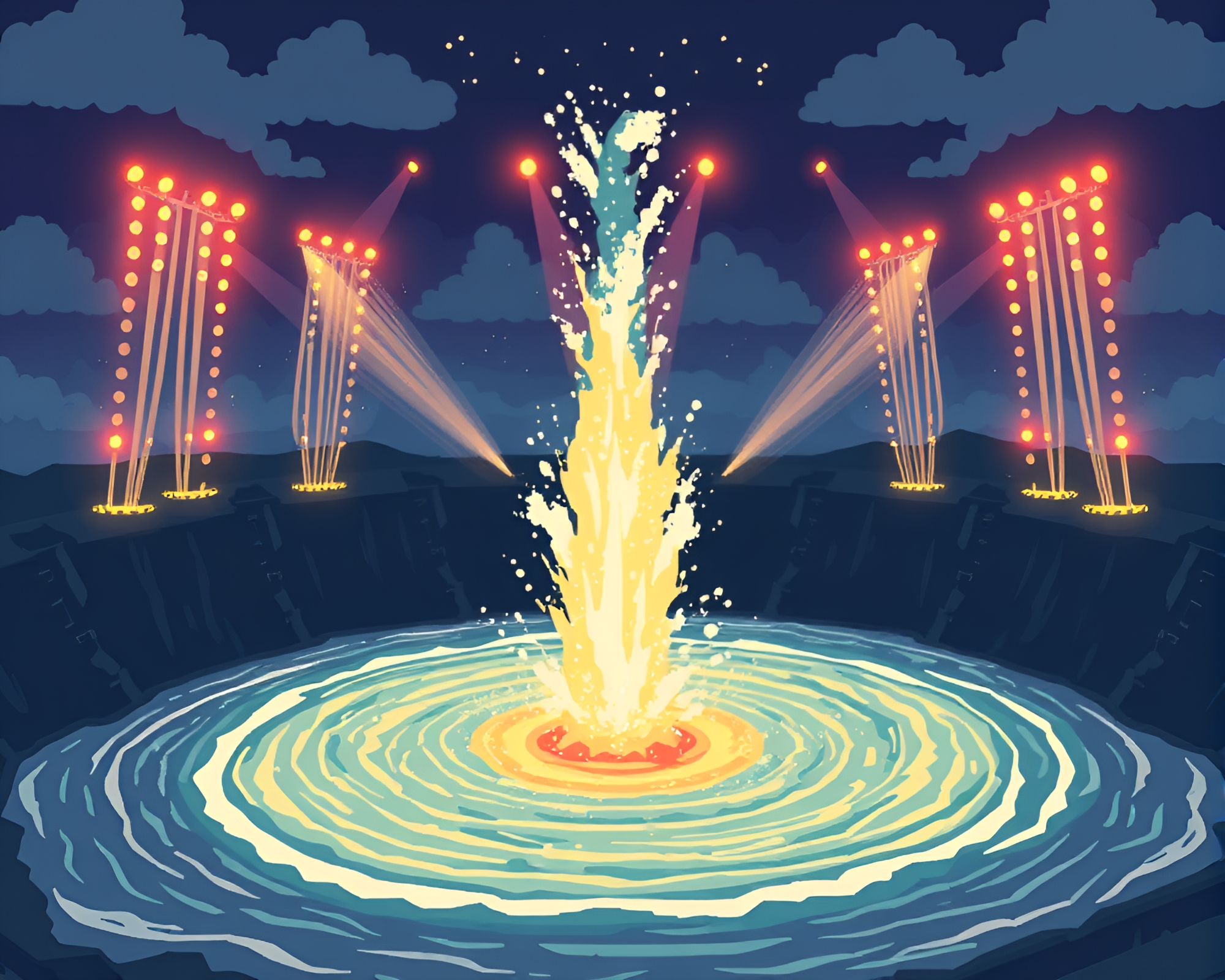 Molten Volcano Whirlpool Concert Stage – free AI stock image