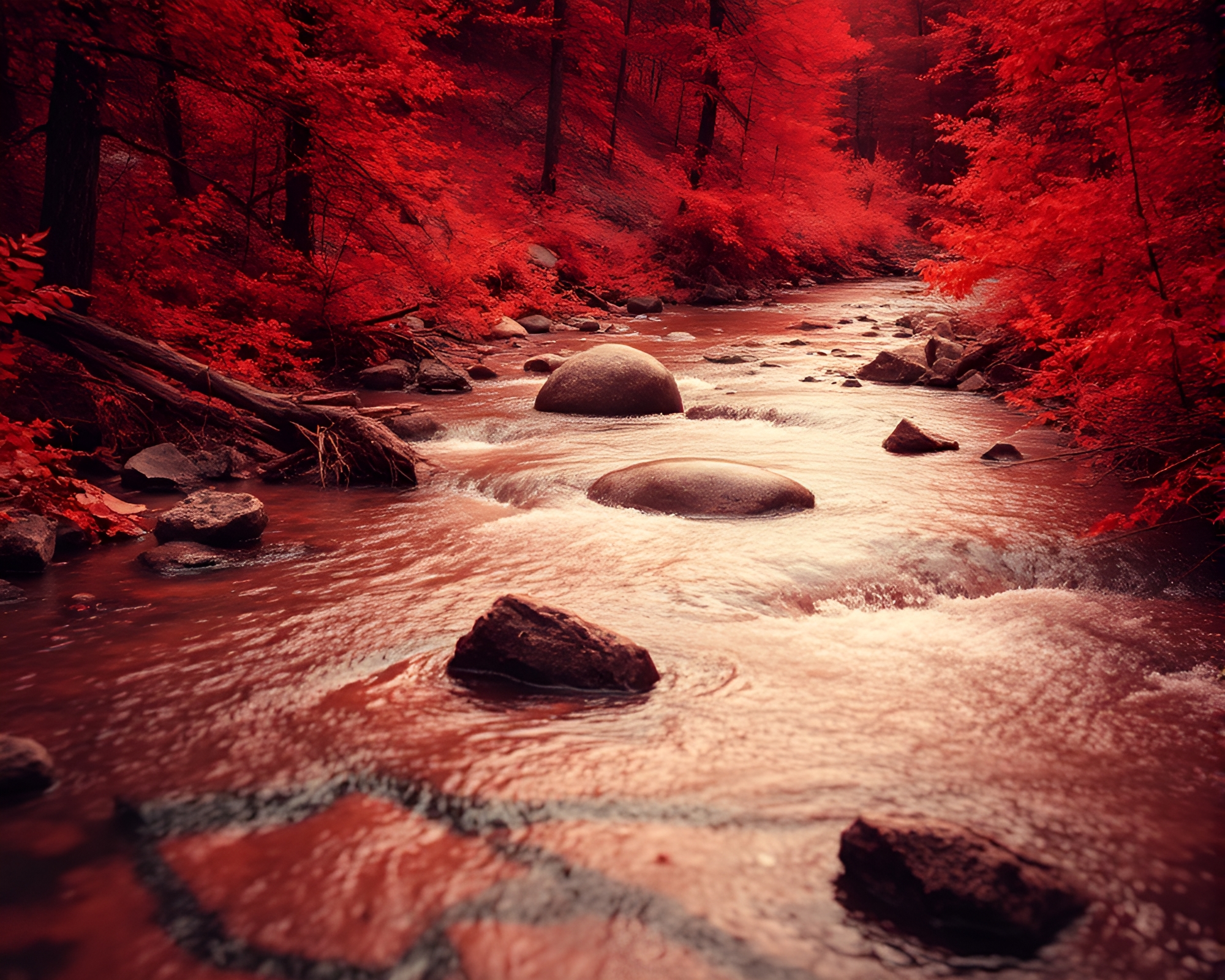 Savage River Infrared Collage: Extreme Close-Up Composition – free AI stock image