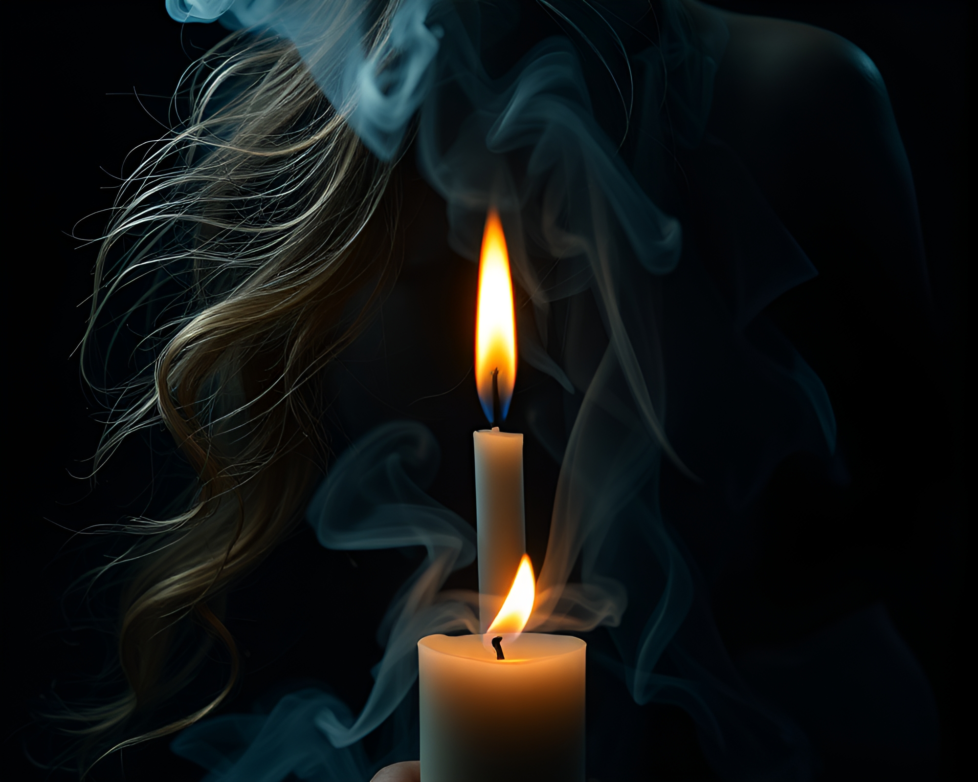 Enchanting Mermaid Amid Candle Smoke – free AI stock image