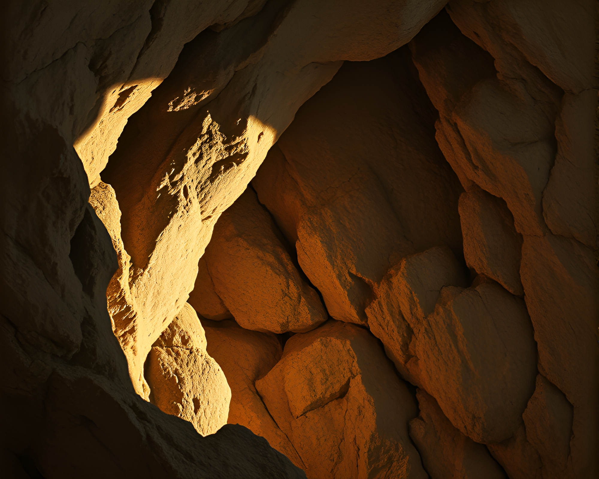 Ancient Cave Wall Etchings with Harsh Shadows – free AI stock image