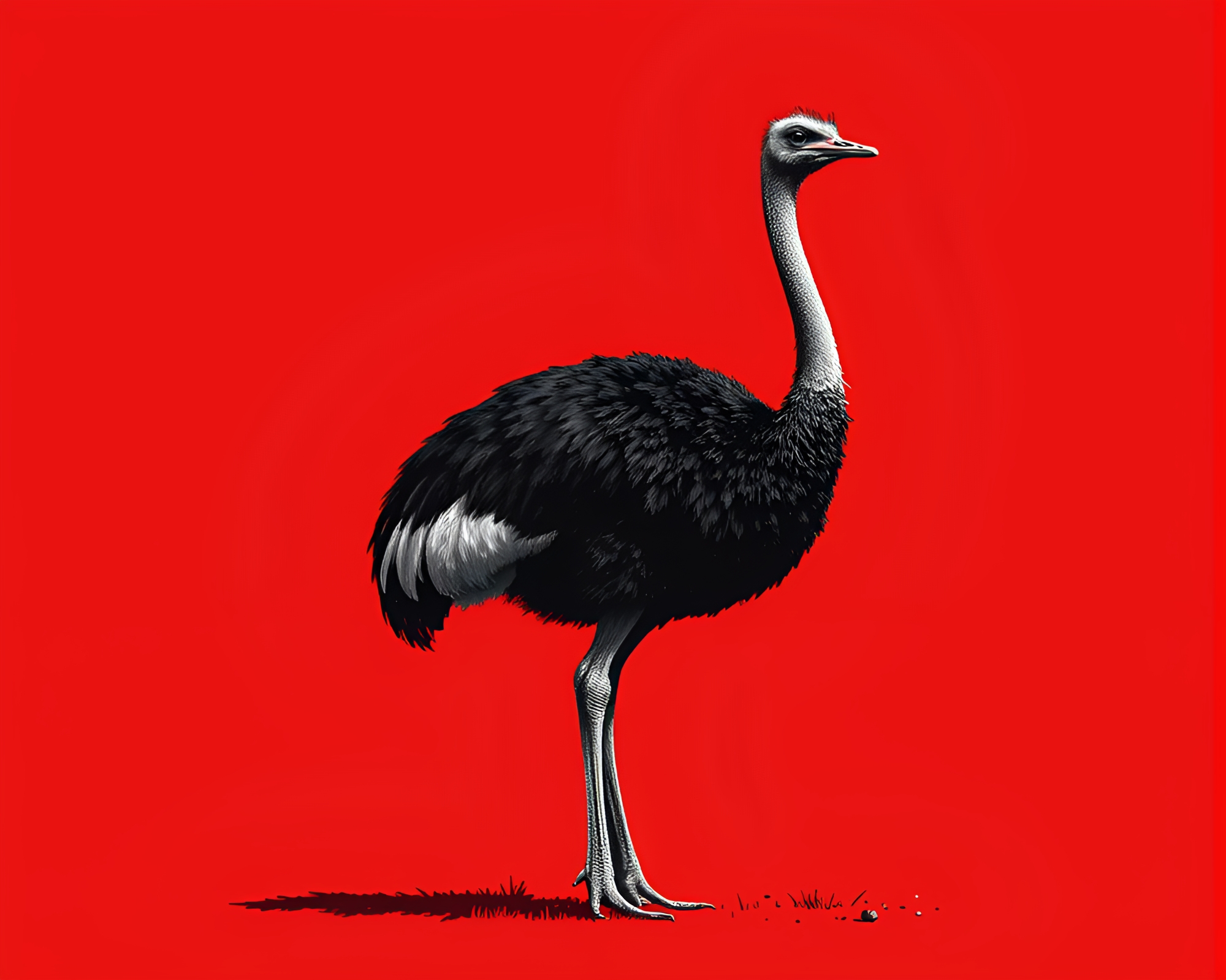 Ethereal Ostrich in Negative Space Fashion Illustration – free AI stock image