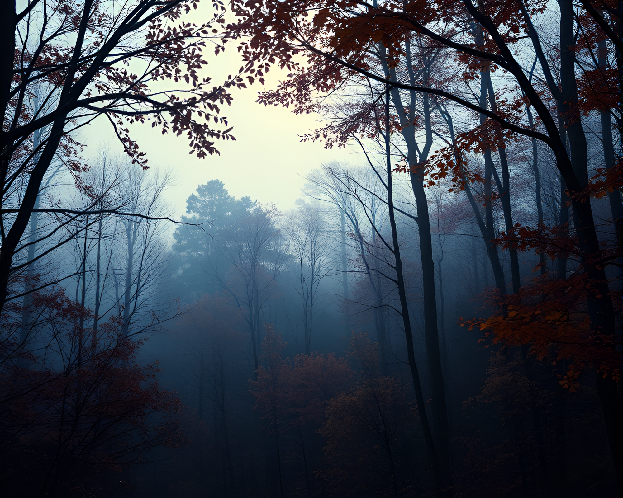 Cybernetic Autumn Twilight in Natural Frame – free AI stock image