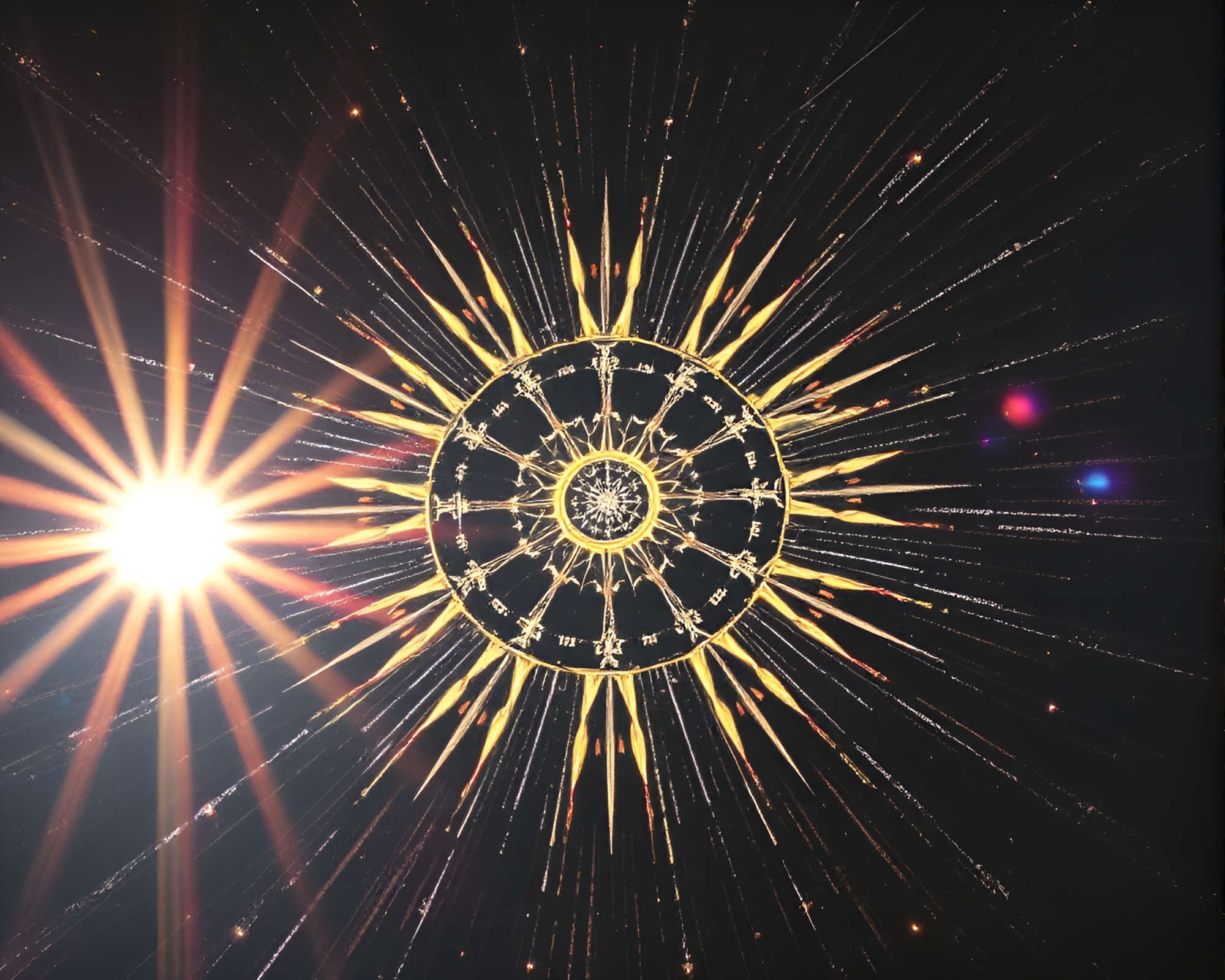Symmetrical Golem in Chalk Art with Lens Flare – free AI stock image