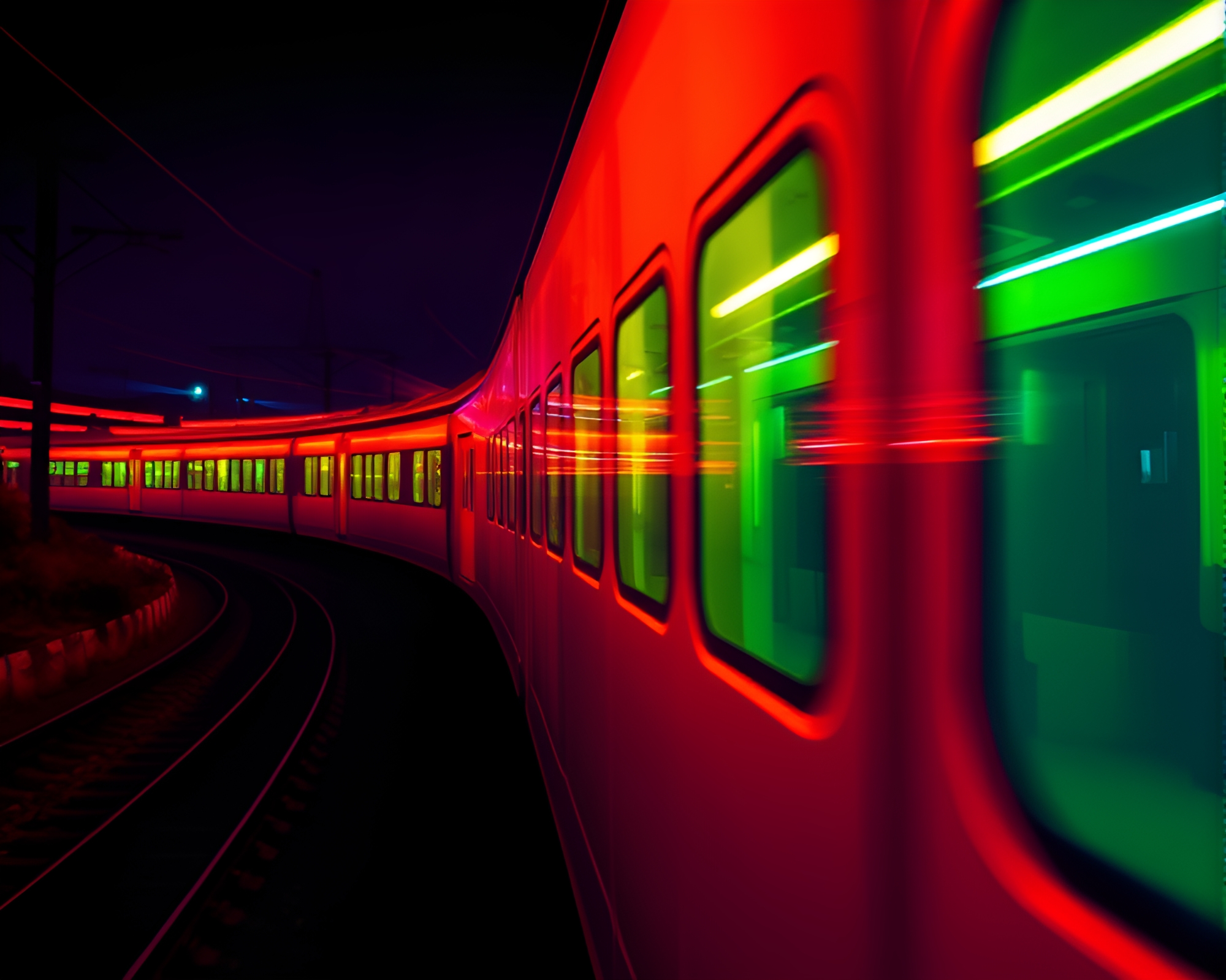 Train Light Trails Time Traveler in Thermal Imaging – free AI stock image