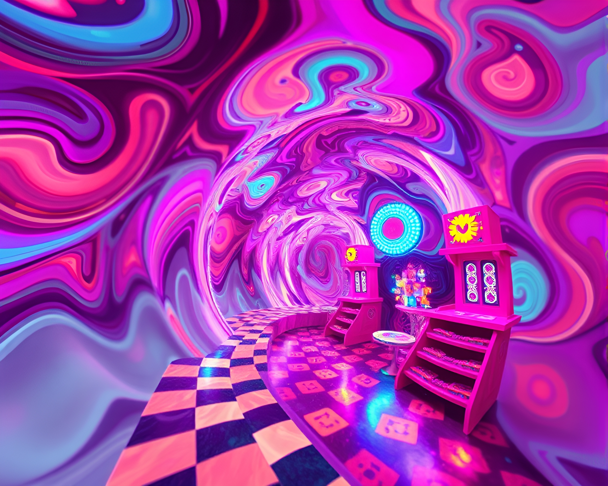 Psychedelic Spiral Opera House Glow Worm’s Eye View – free AI stock image