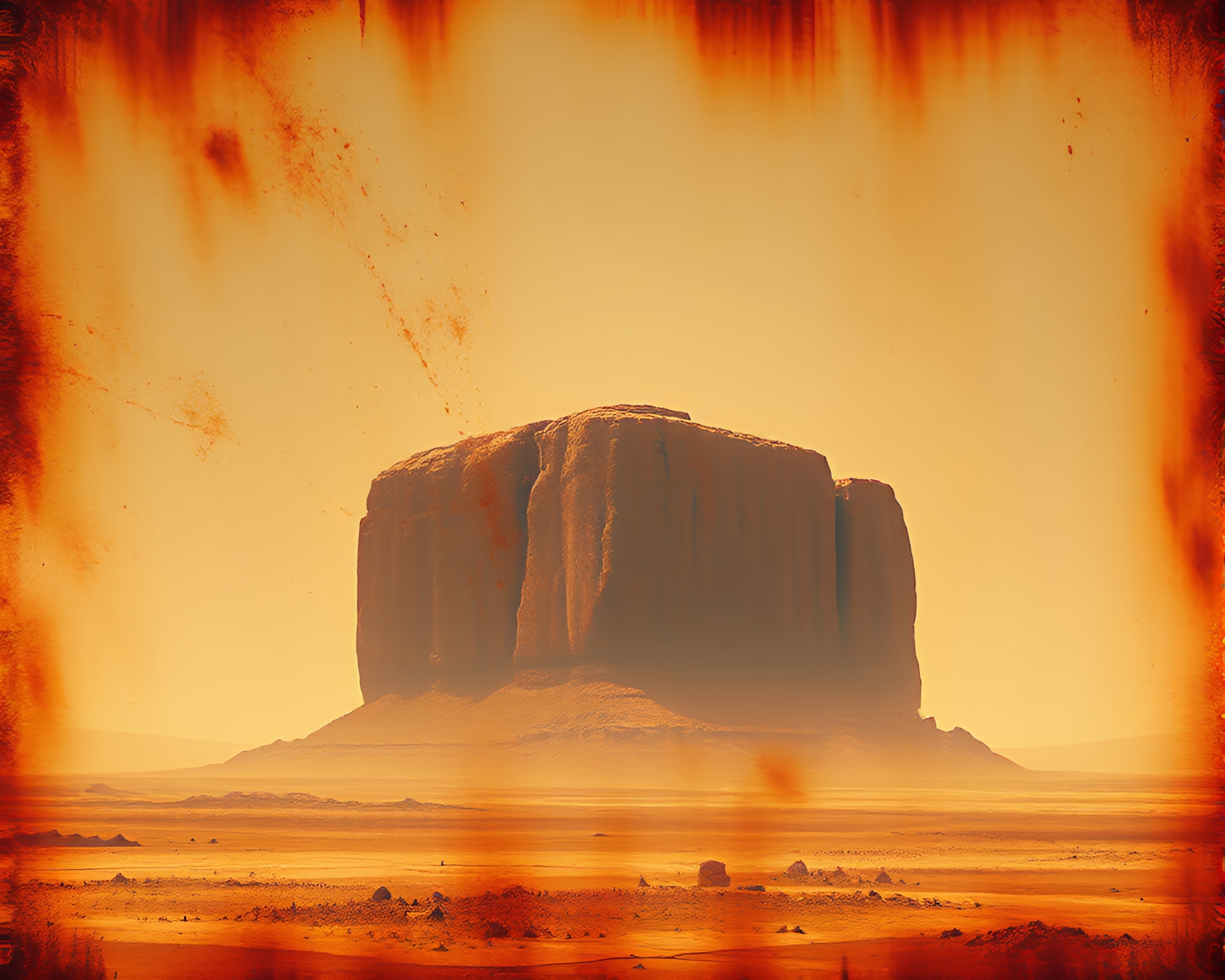 Rust Monolith: Planetary Pastel Cross-Processed Texture – free AI stock image