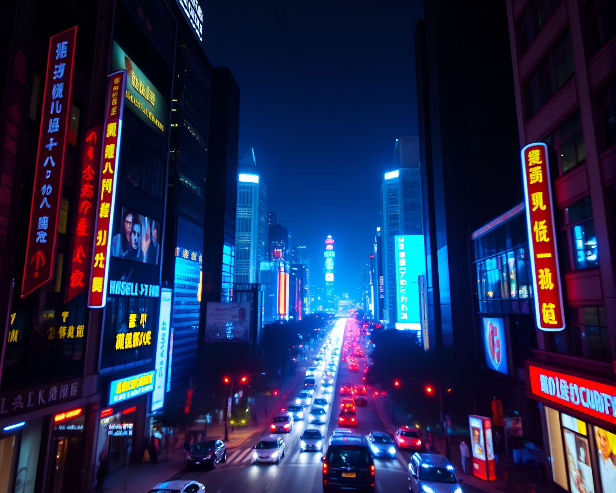Futuristic Cityscape with Holographic Displays – free AI stock image