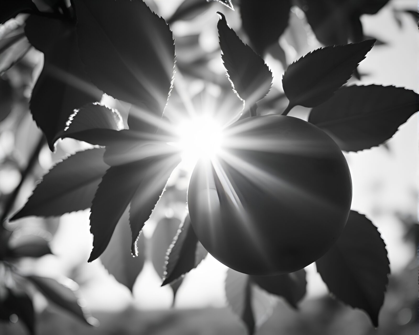 Black and white image of sunlit apple cider jug