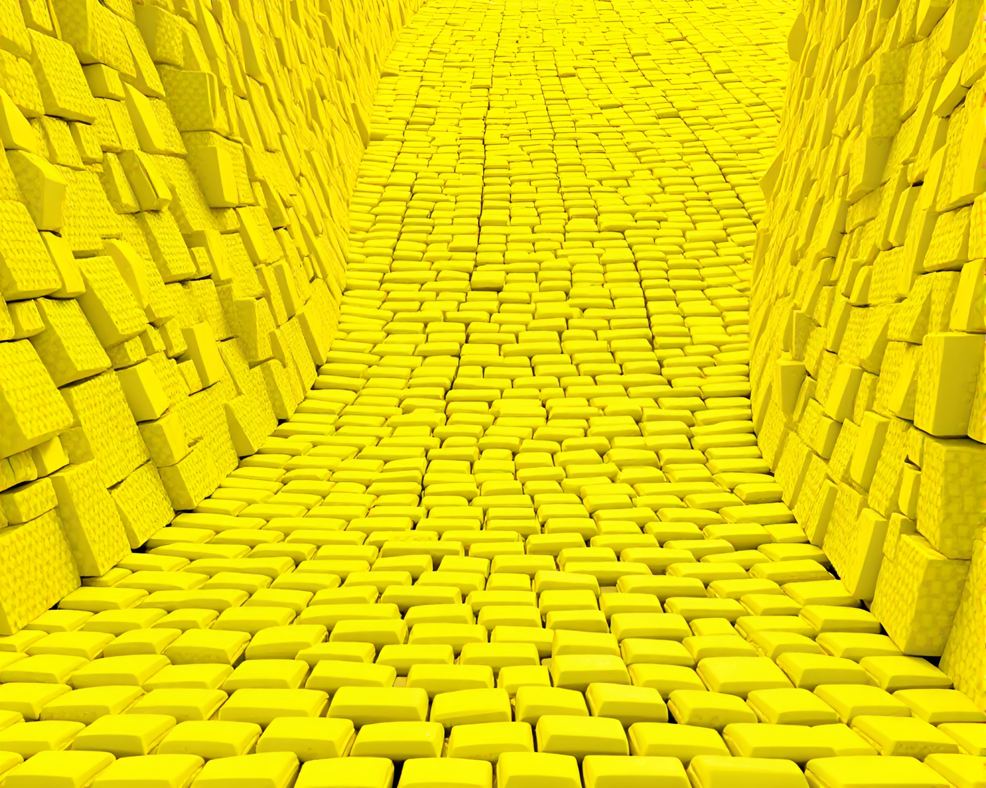 Quantum Fluctuations: Monochrome Yellow Cobblestone Path – free AI stock image