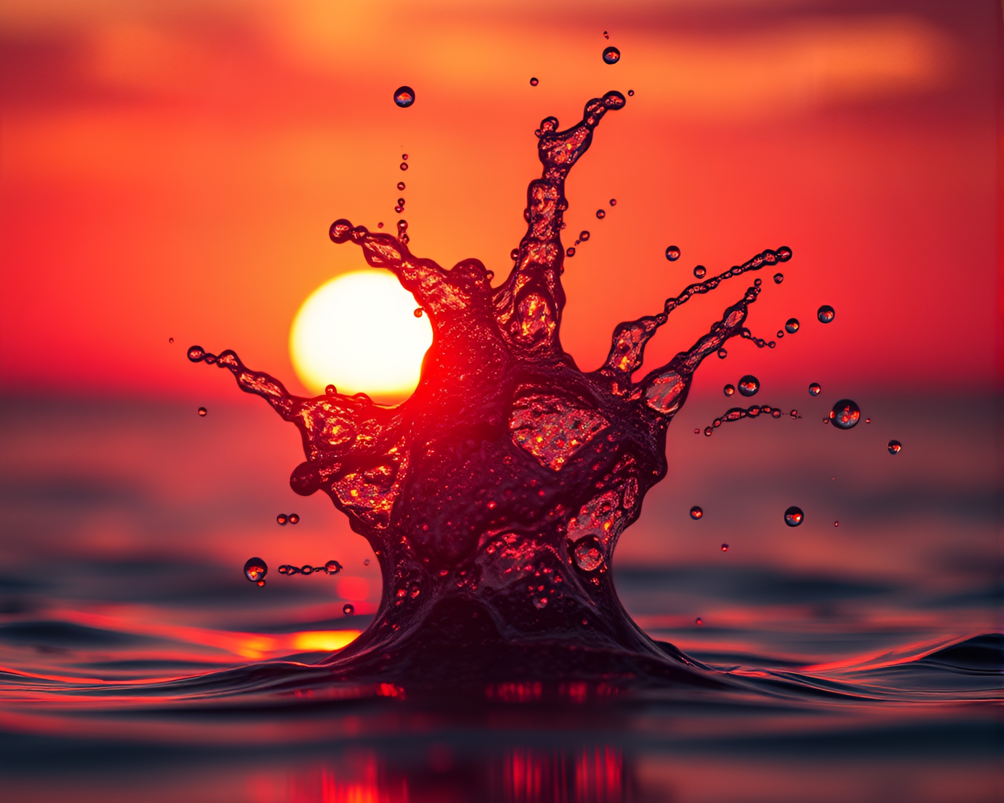 Antimatter Grenade Ripples in Warm Sunset Water – free AI stock image