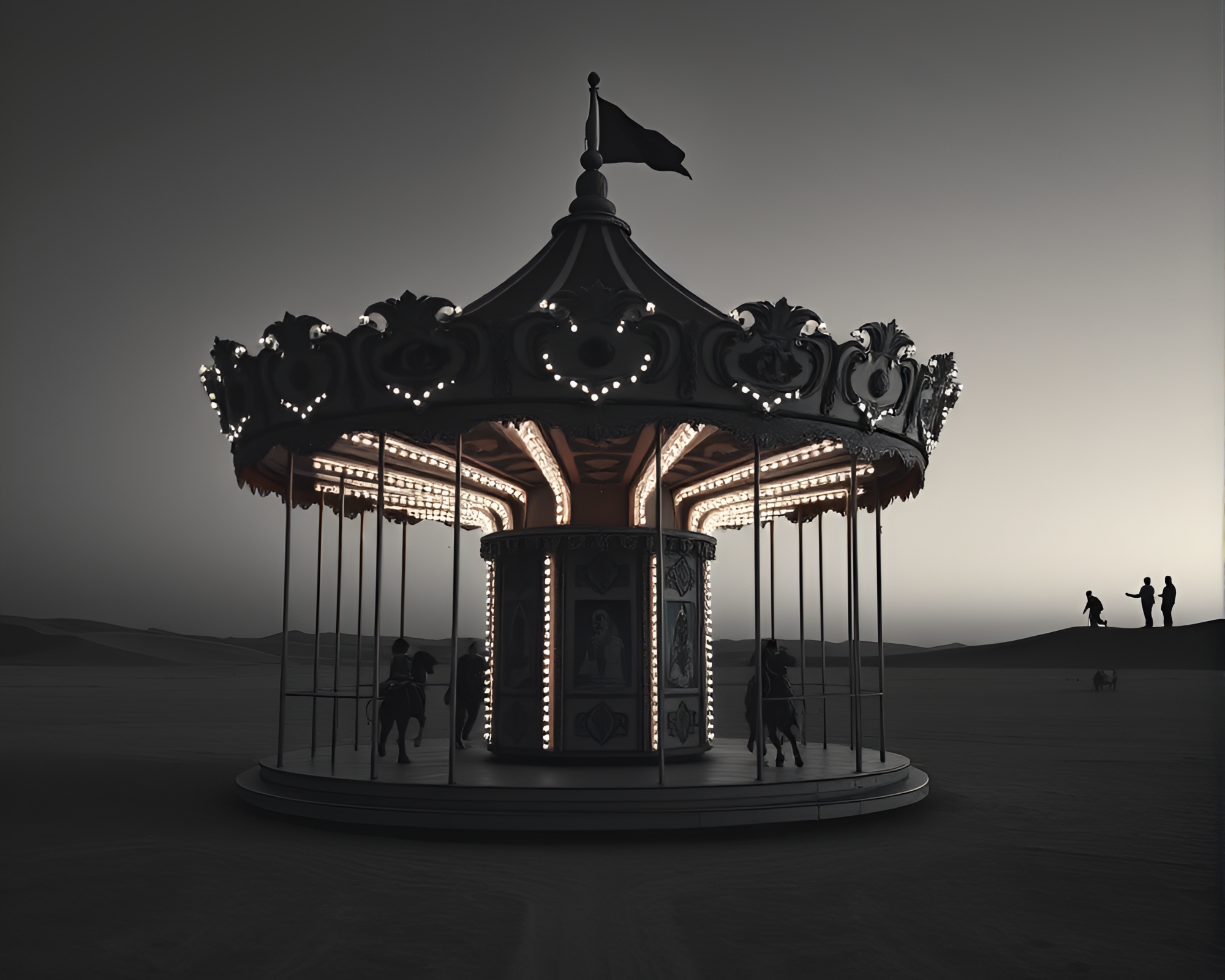Ethereal Desert Sunset Carousel – free AI stock image