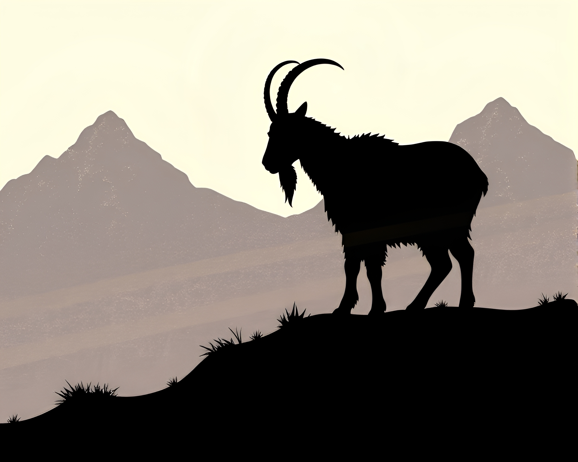 Mountain Goat Stippling Silhouette Illustration – free AI stock image