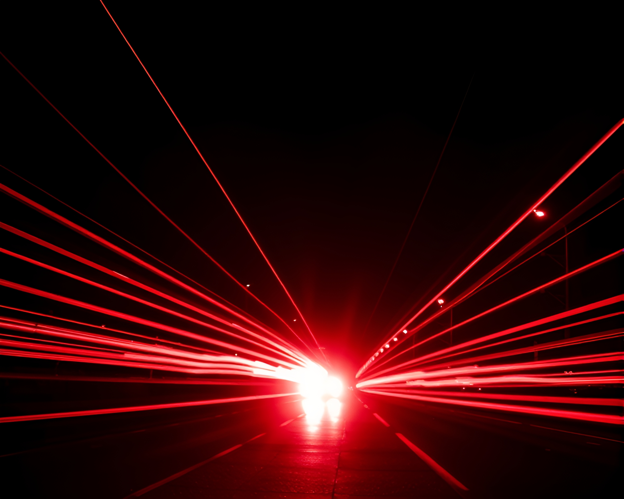 AI Brain Light Trails in Monochrome Red – free AI stock image
