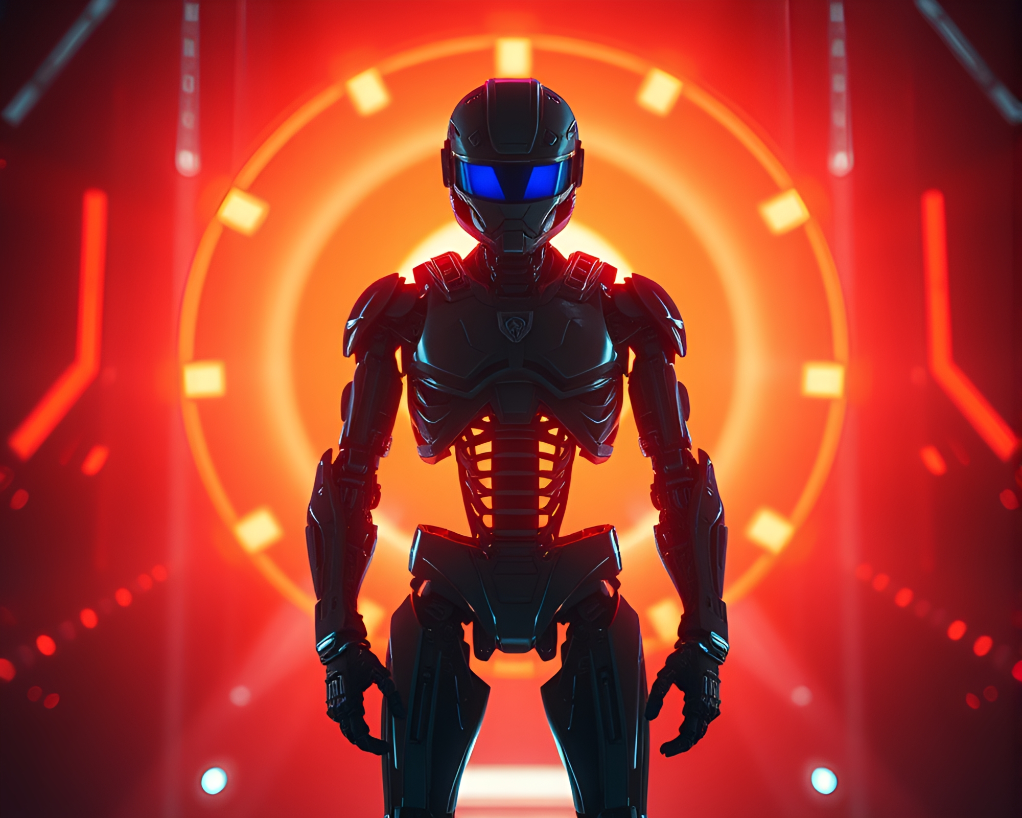16-bit Exoskeleton Suit in Center Composition – free AI stock image